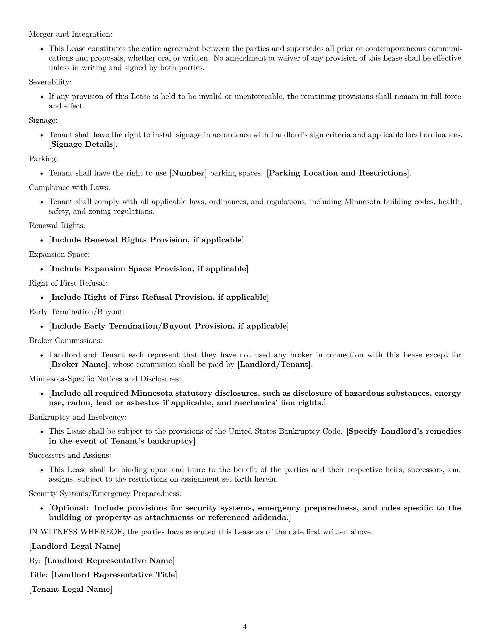Preview page 4 of Free Minnesota commercial lease agreement template