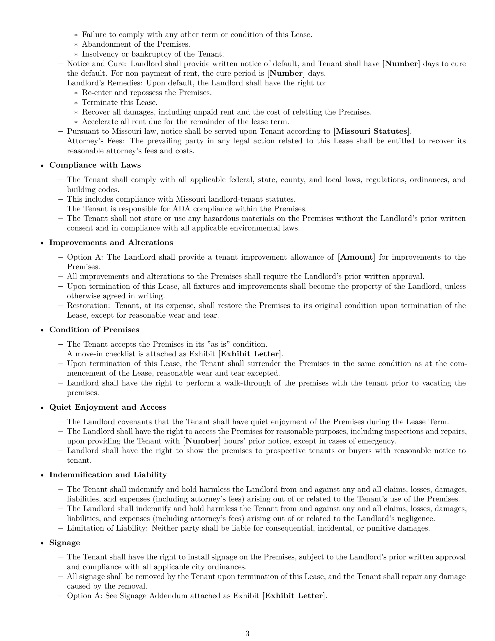 Preview page 3 of Free Missouri commercial lease agreement template