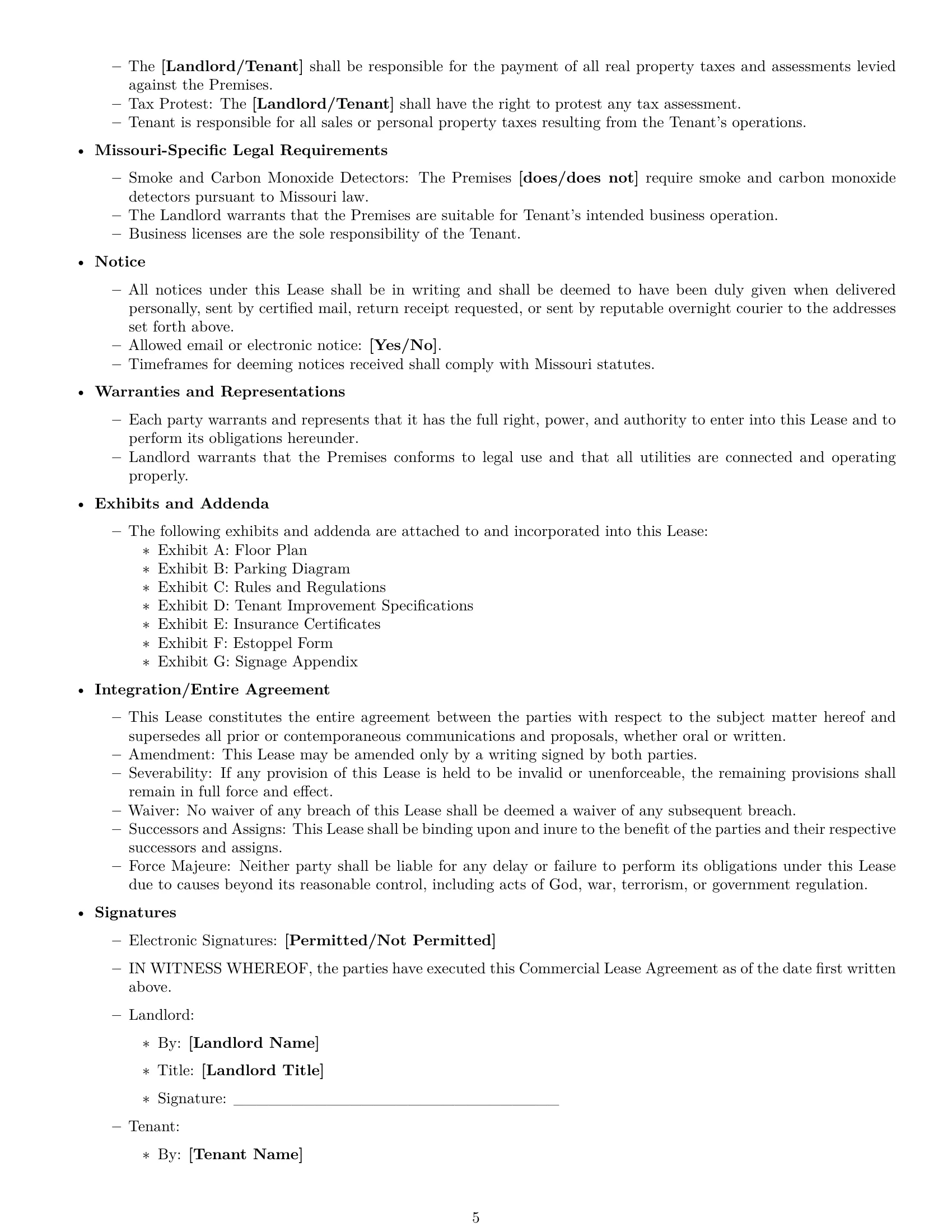 Preview page 5 of Free Missouri commercial lease agreement template
