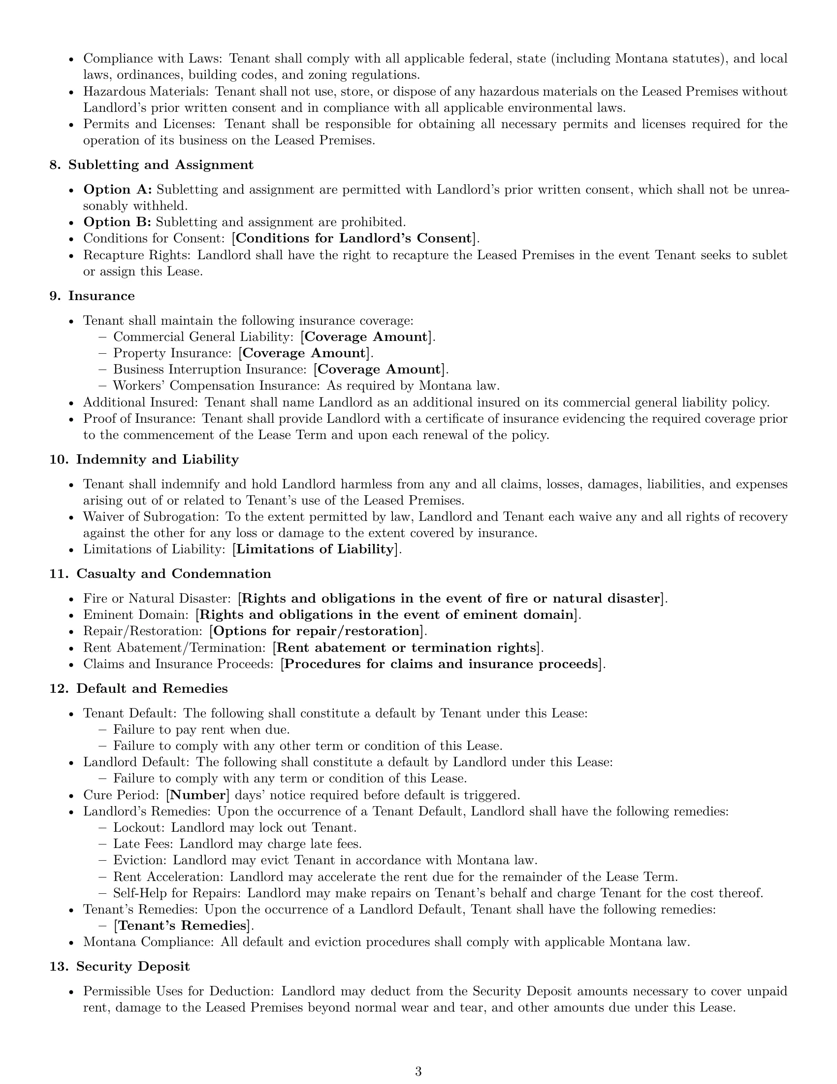 Preview page 3 of Free Montana commercial lease agreement template