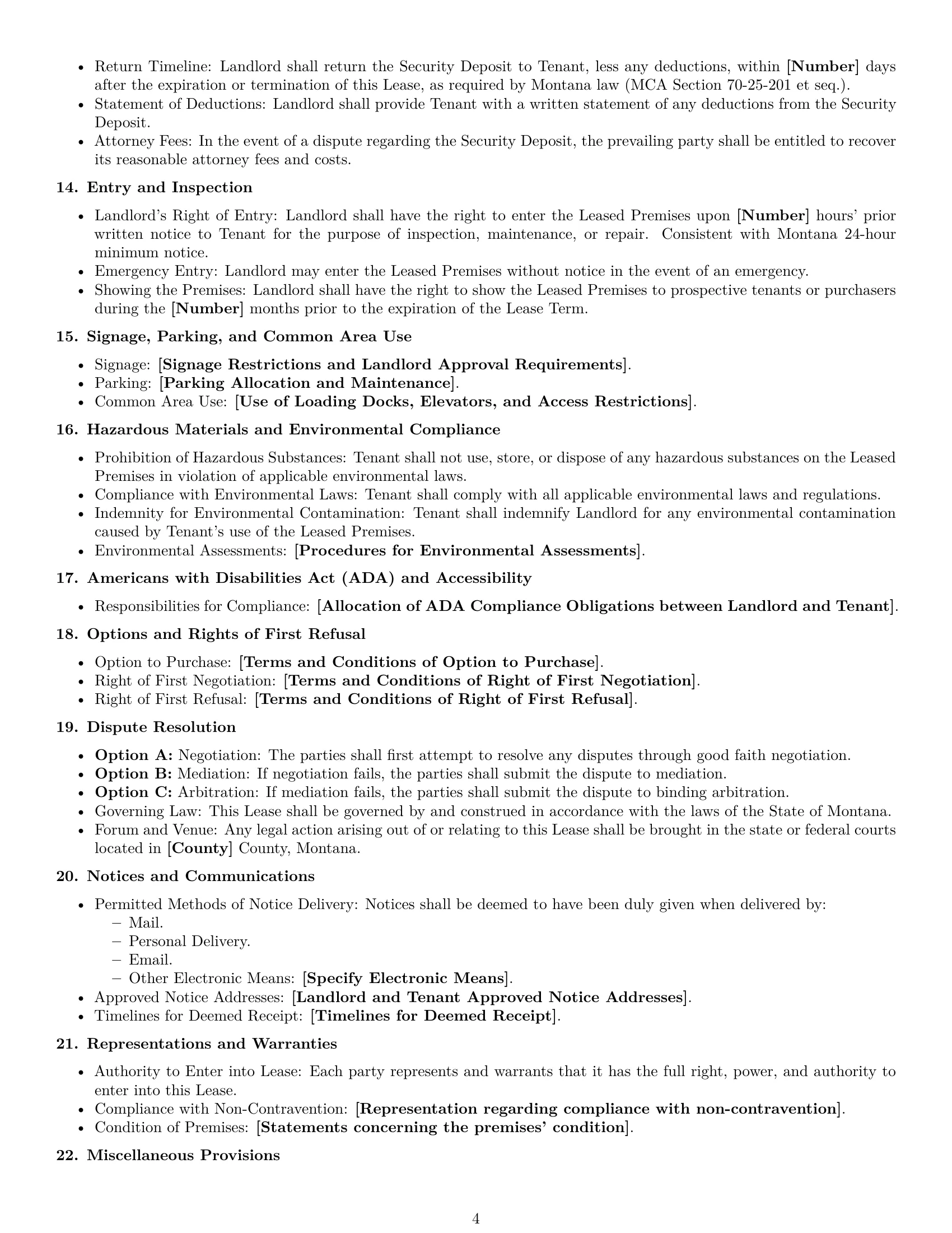 Preview page 4 of Free Montana commercial lease agreement template