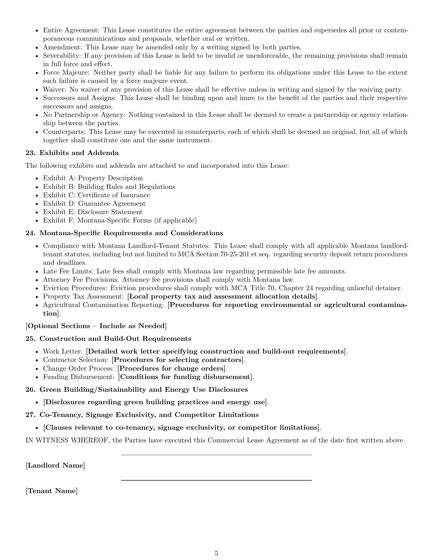 Preview page 5 of Free Montana commercial lease agreement template