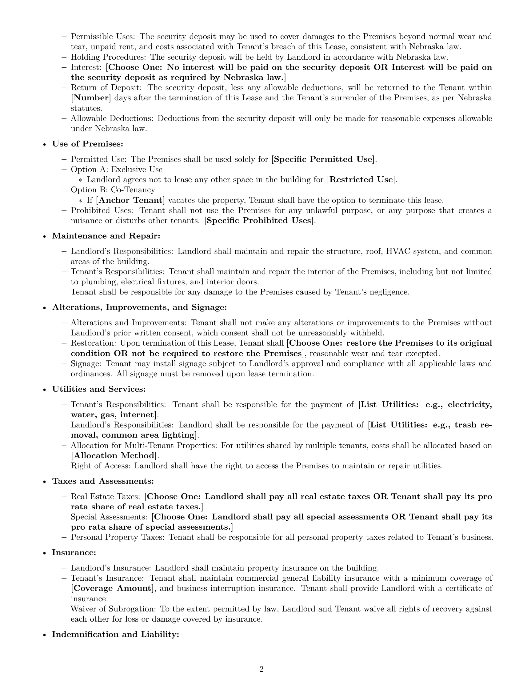 Preview page 2 of Free Nebraska commercial lease agreement template