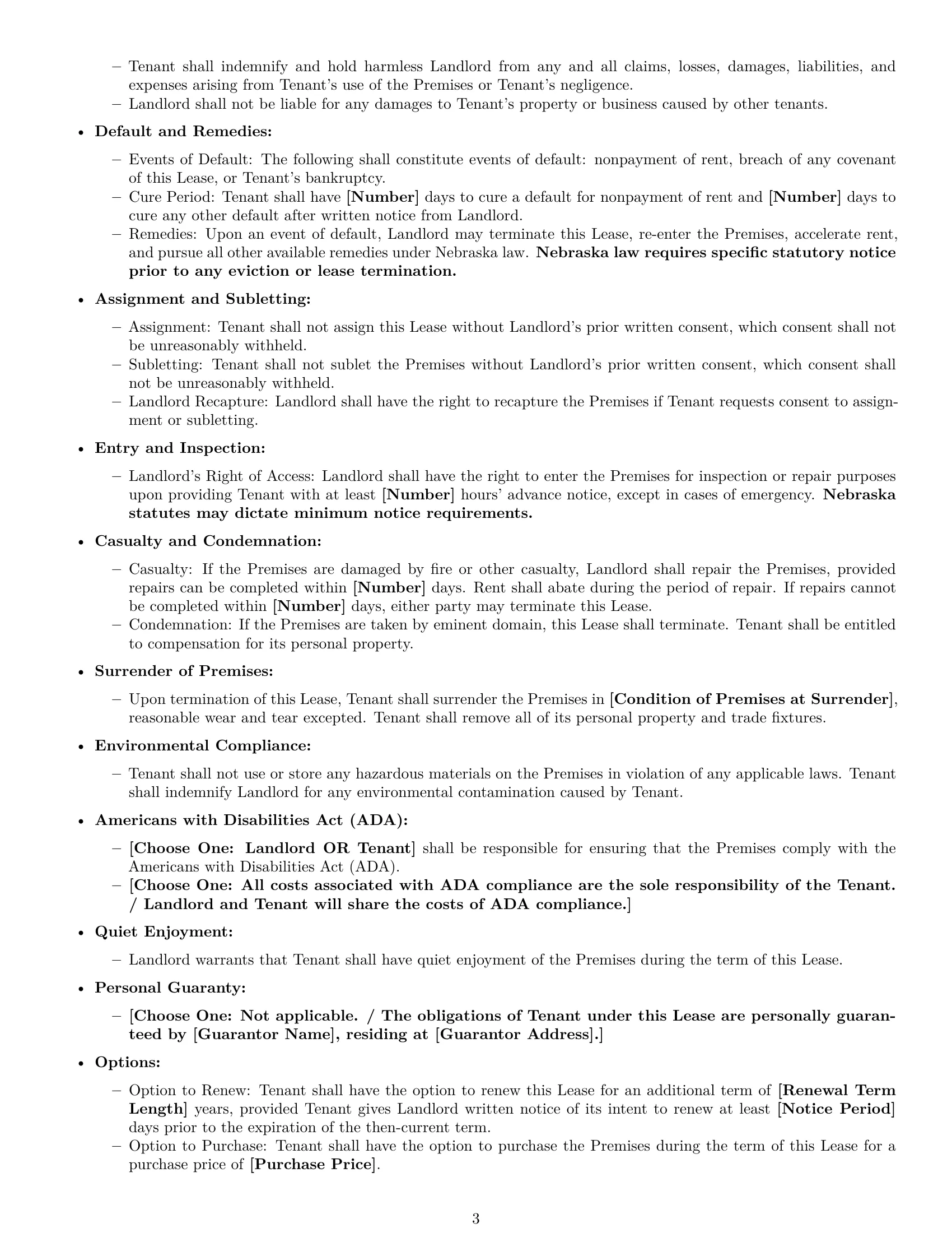 Preview page 3 of Free Nebraska commercial lease agreement template