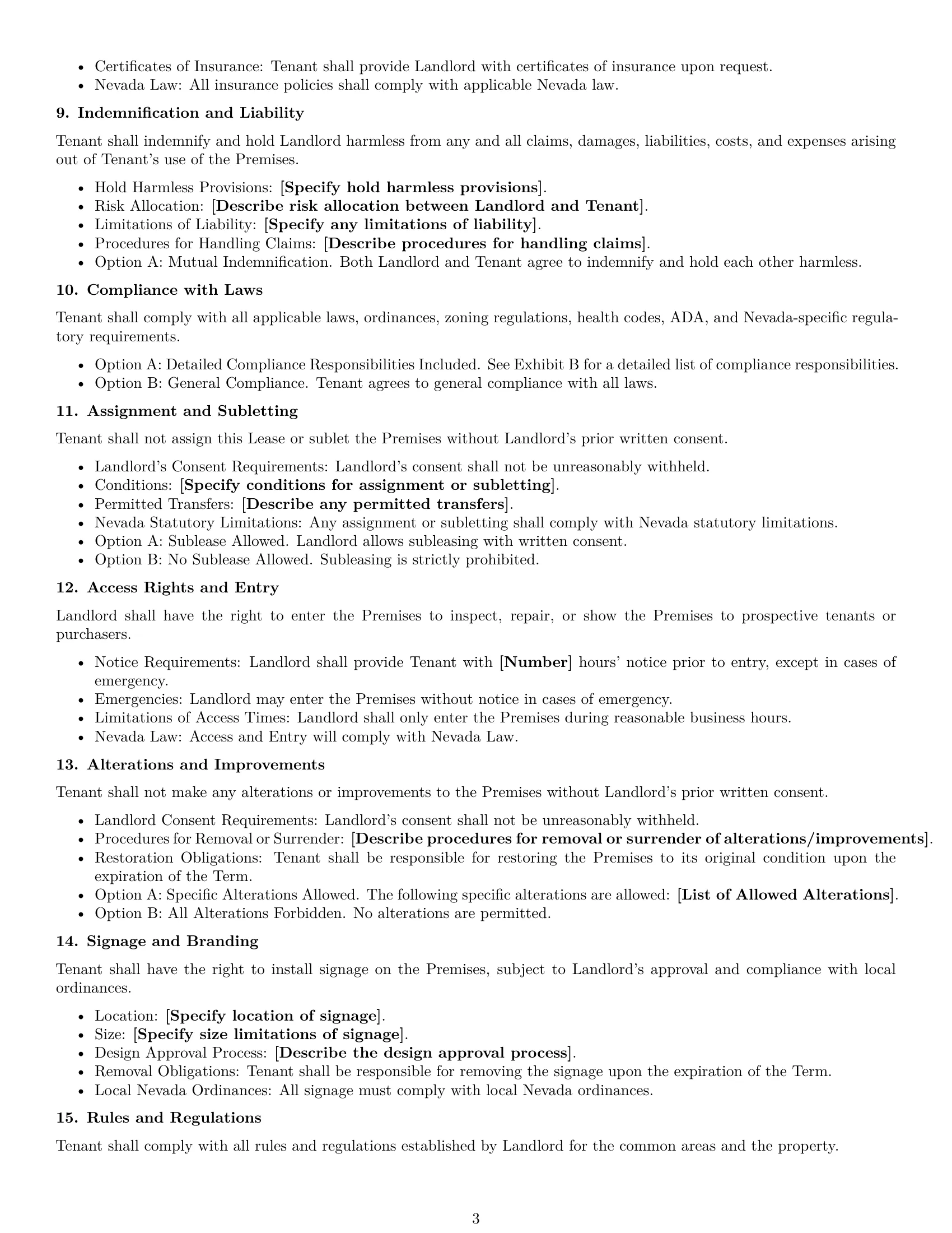 Preview page 3 of Free Nevada commercial lease agreement template