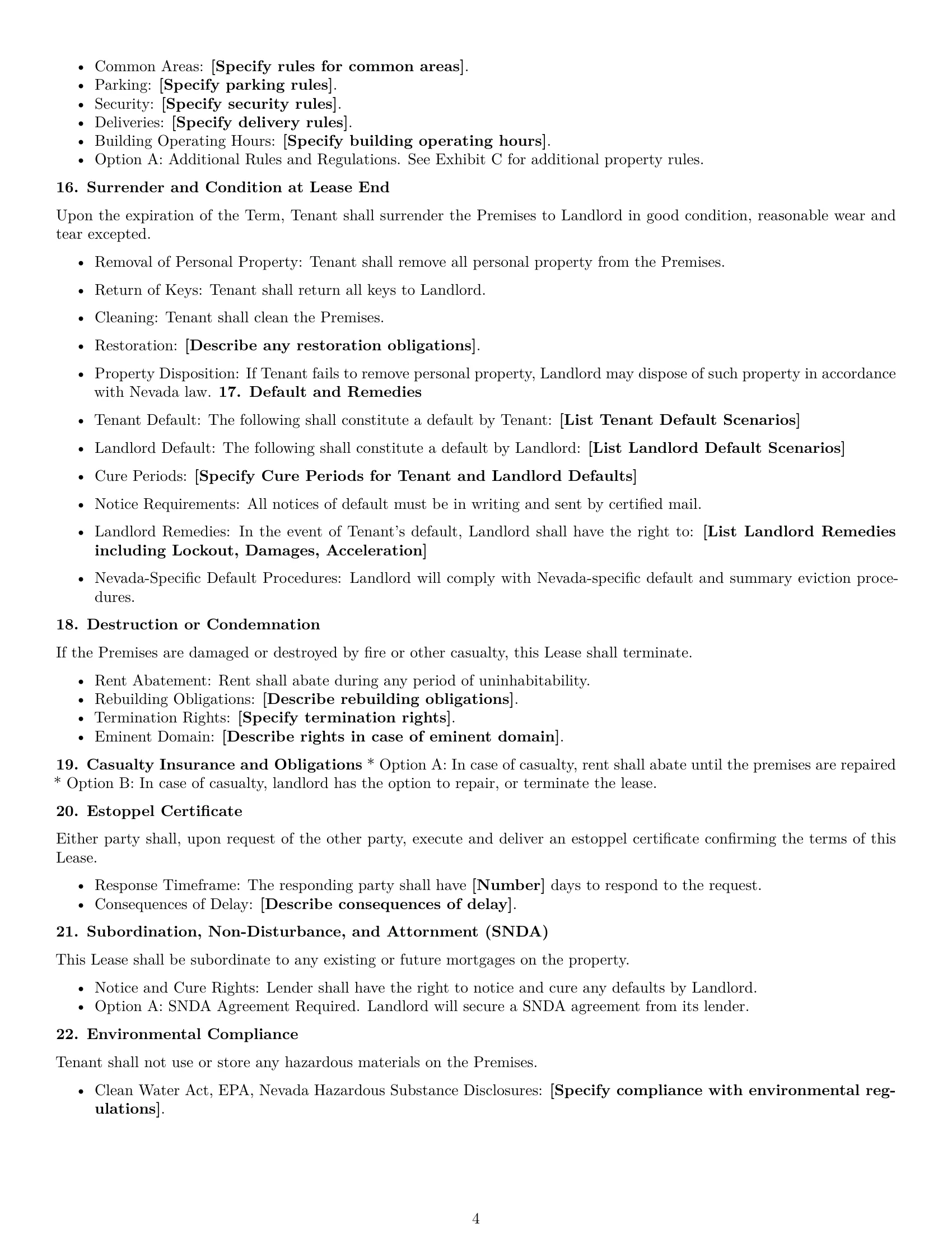 Preview page 4 of Free Nevada commercial lease agreement template