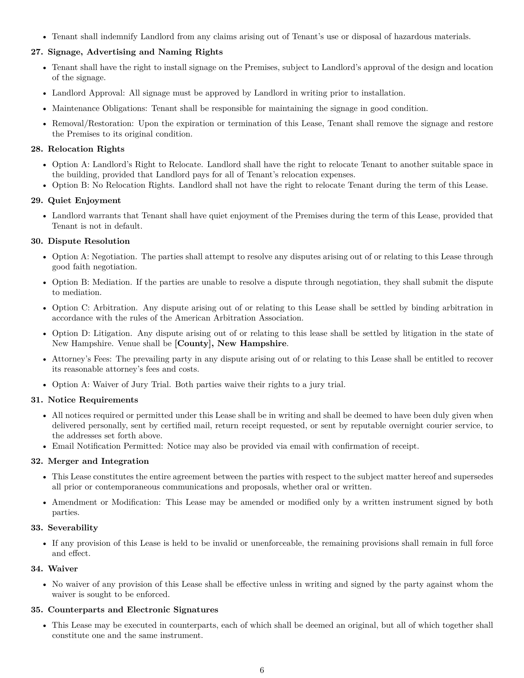 Preview page 6 of Free New Hampshire commercial lease agreement template