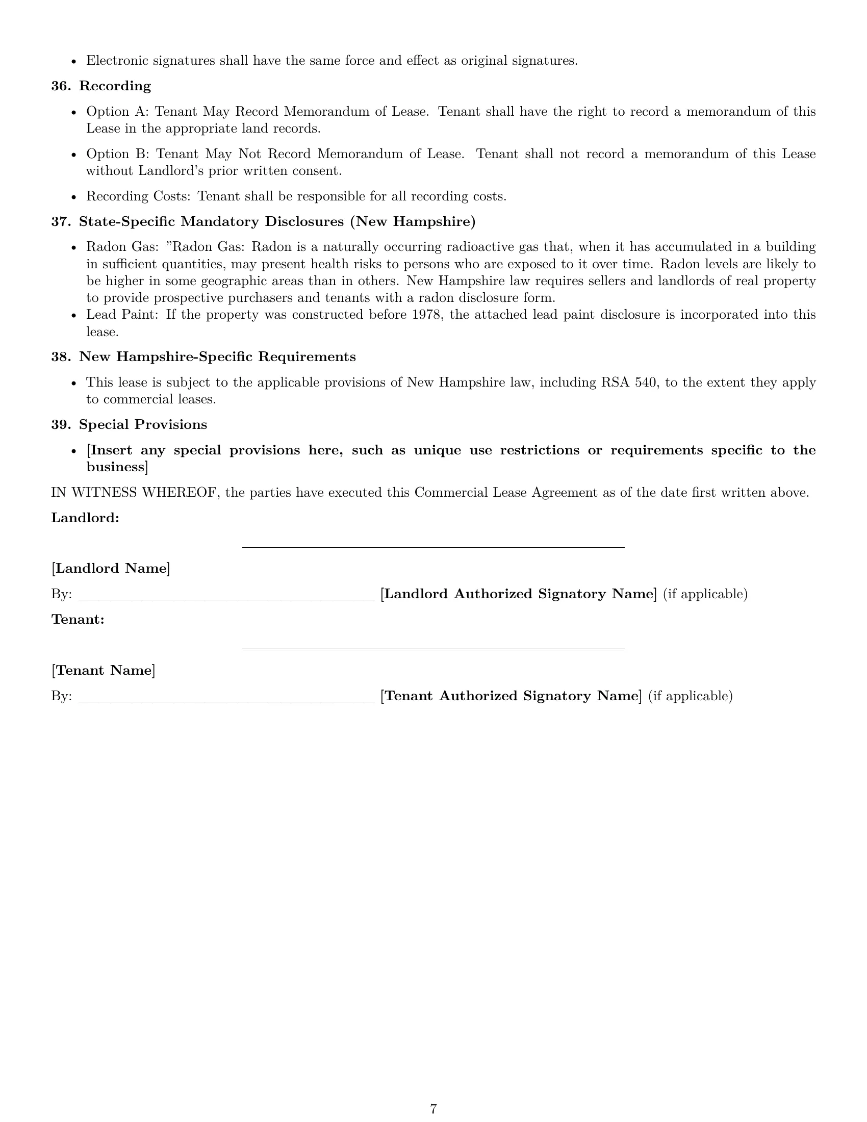 Preview page 7 of Free New Hampshire commercial lease agreement template