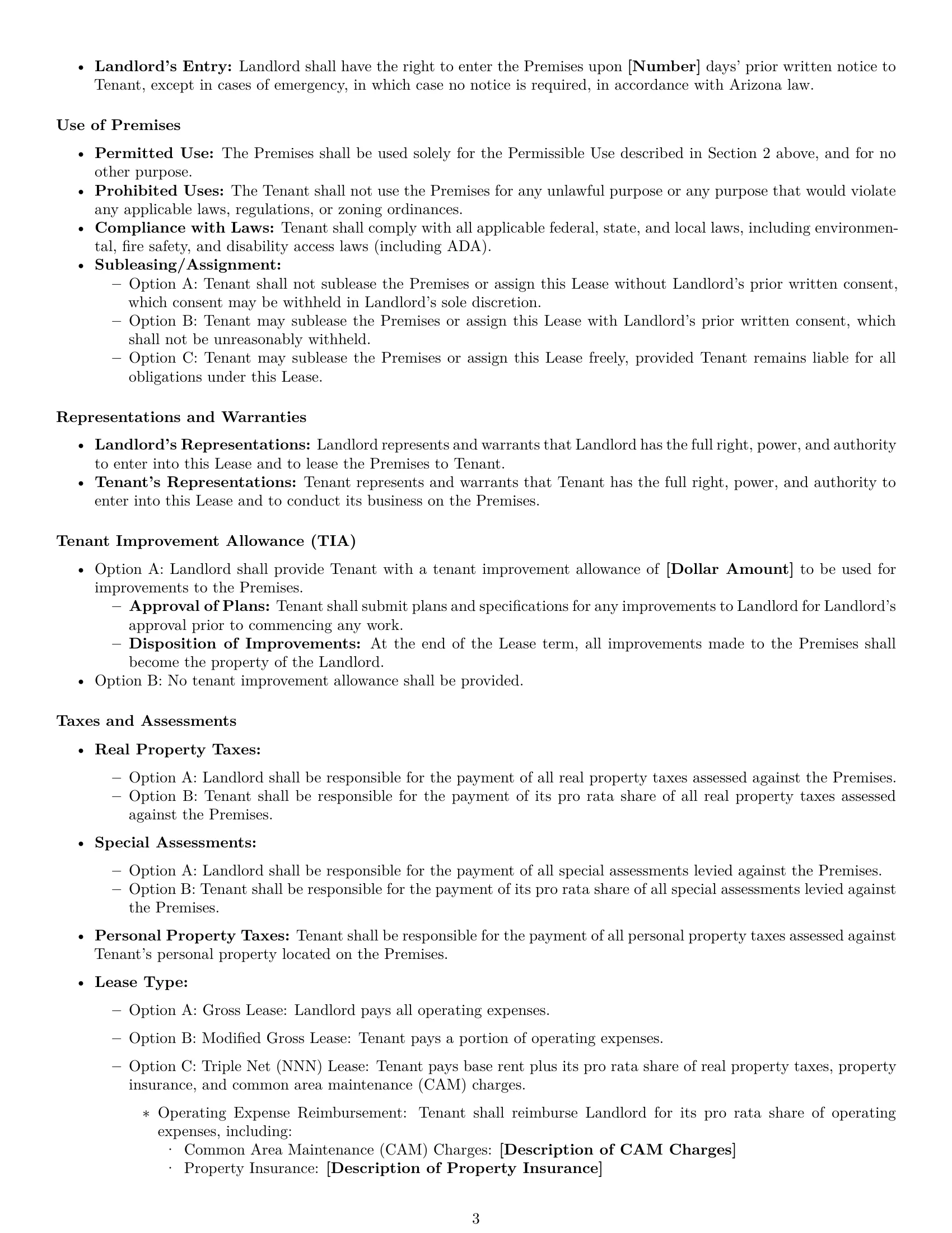 Preview page 3 of Free Arizona commercial lease agreement template