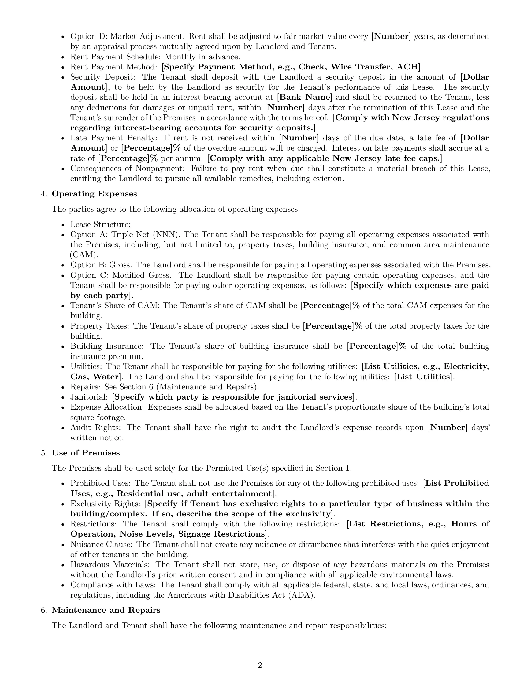 Preview page 2 of Free New Jersey commercial lease agreement template