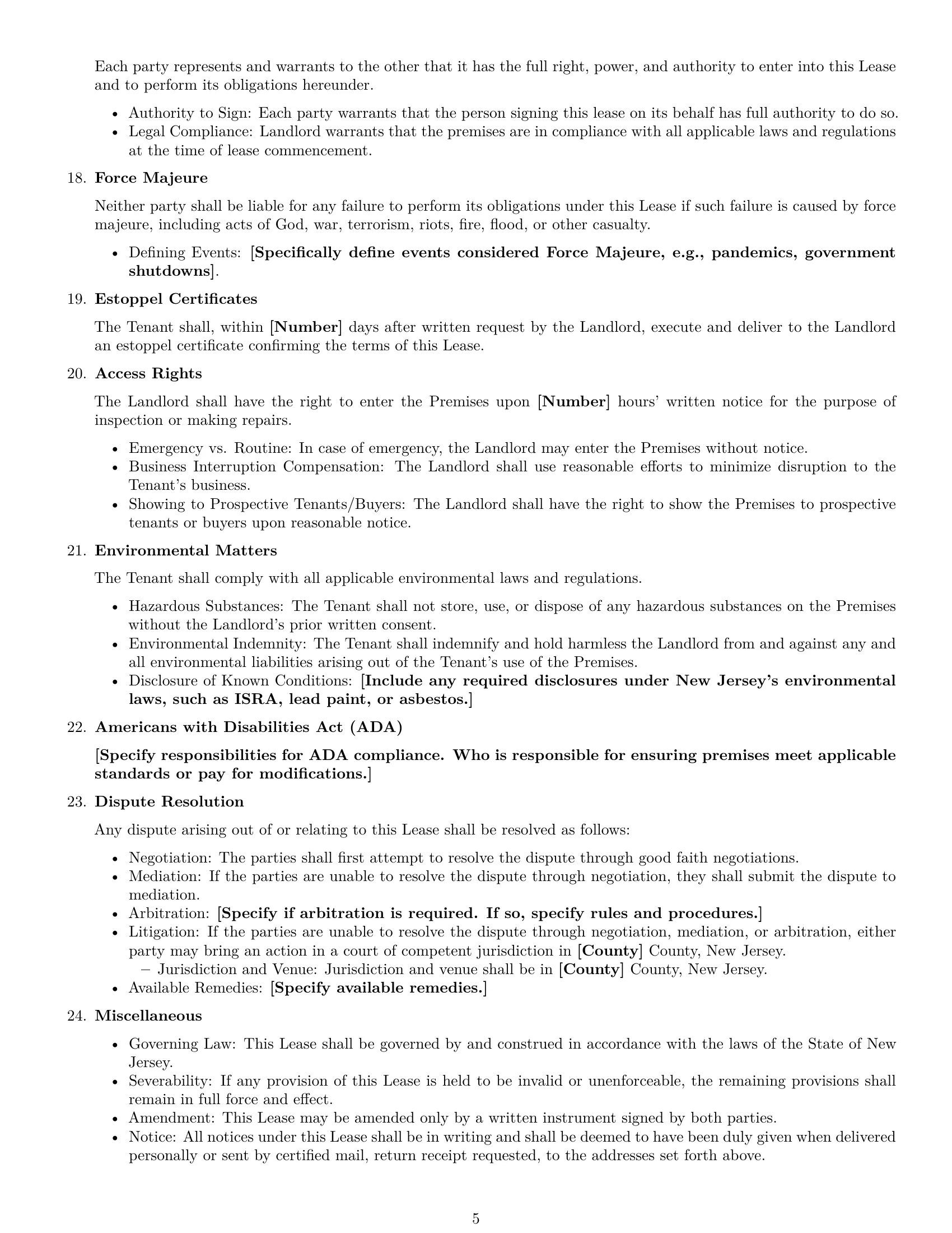 Preview page 5 of Free New Jersey commercial lease agreement template