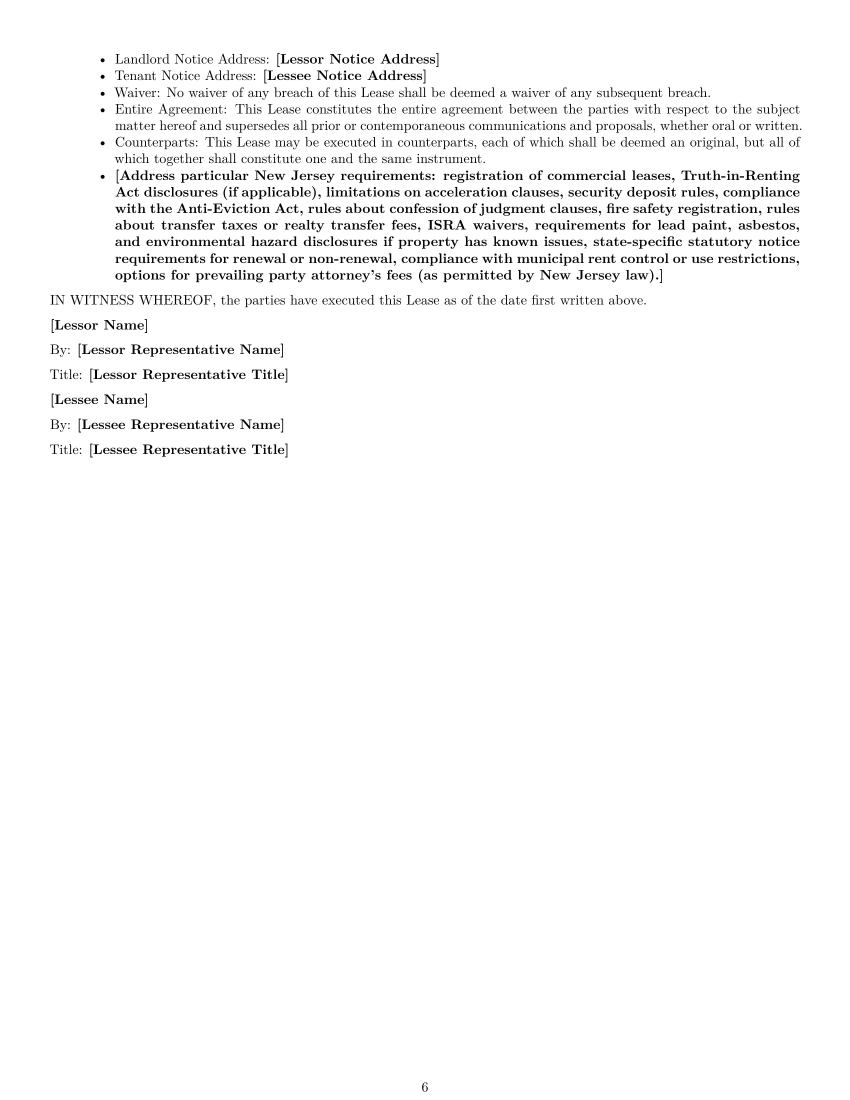 Preview page 6 of Free New Jersey commercial lease agreement template