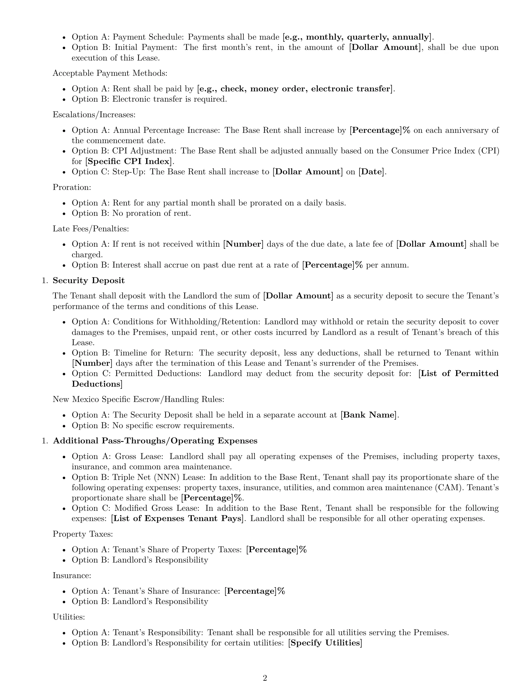 Preview page 2 of Free New Mexico commercial lease agreement template