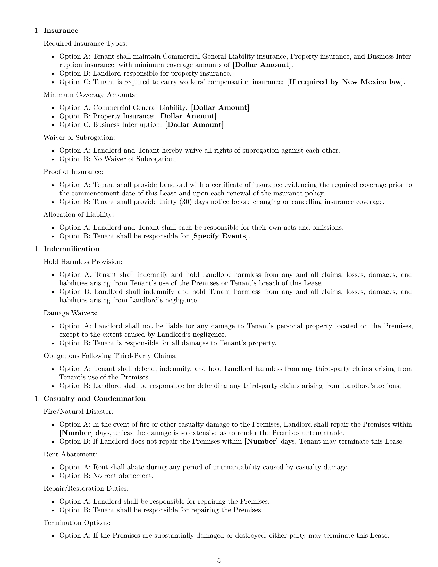 Preview page 5 of Free New Mexico commercial lease agreement template