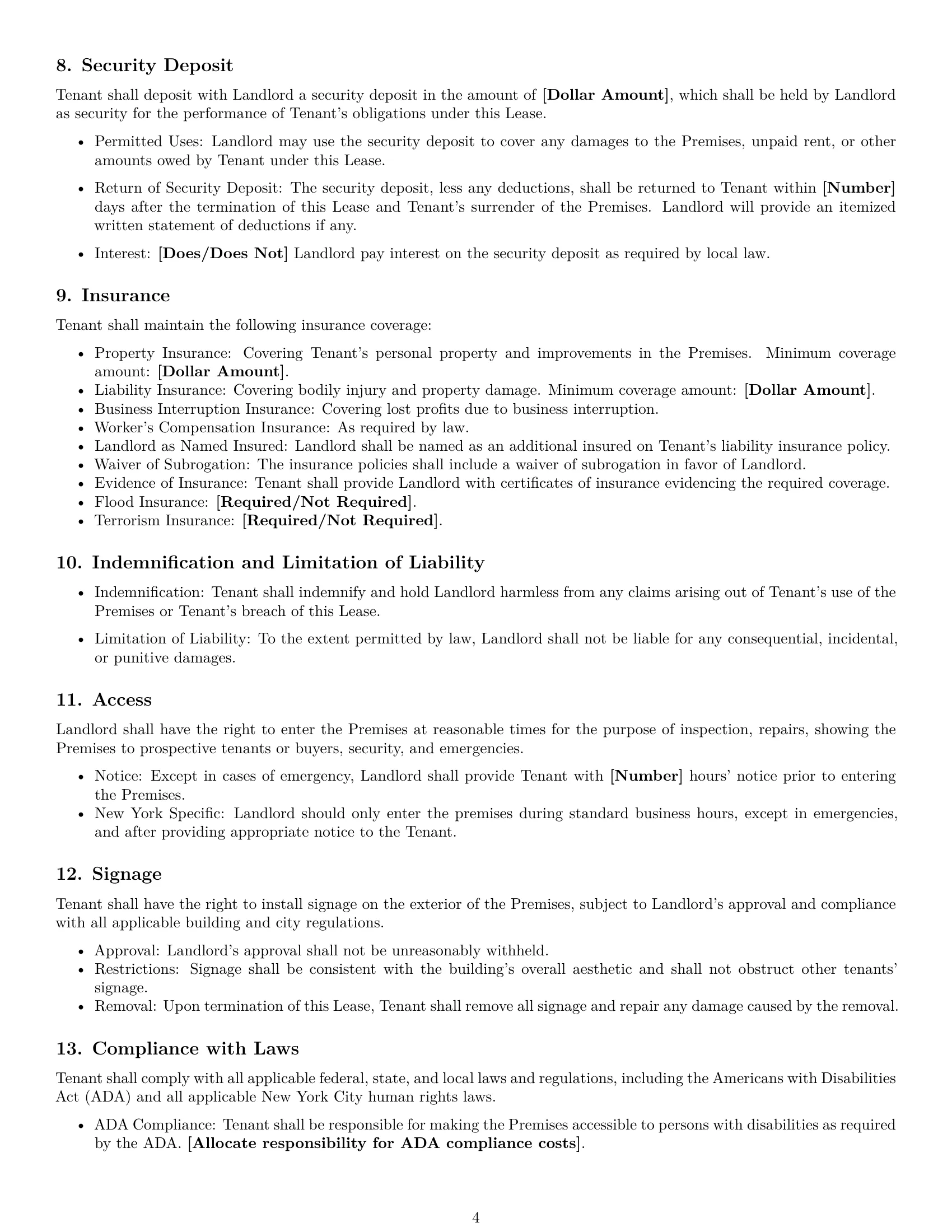 Preview page 4 of Free New York commercial lease agreement template