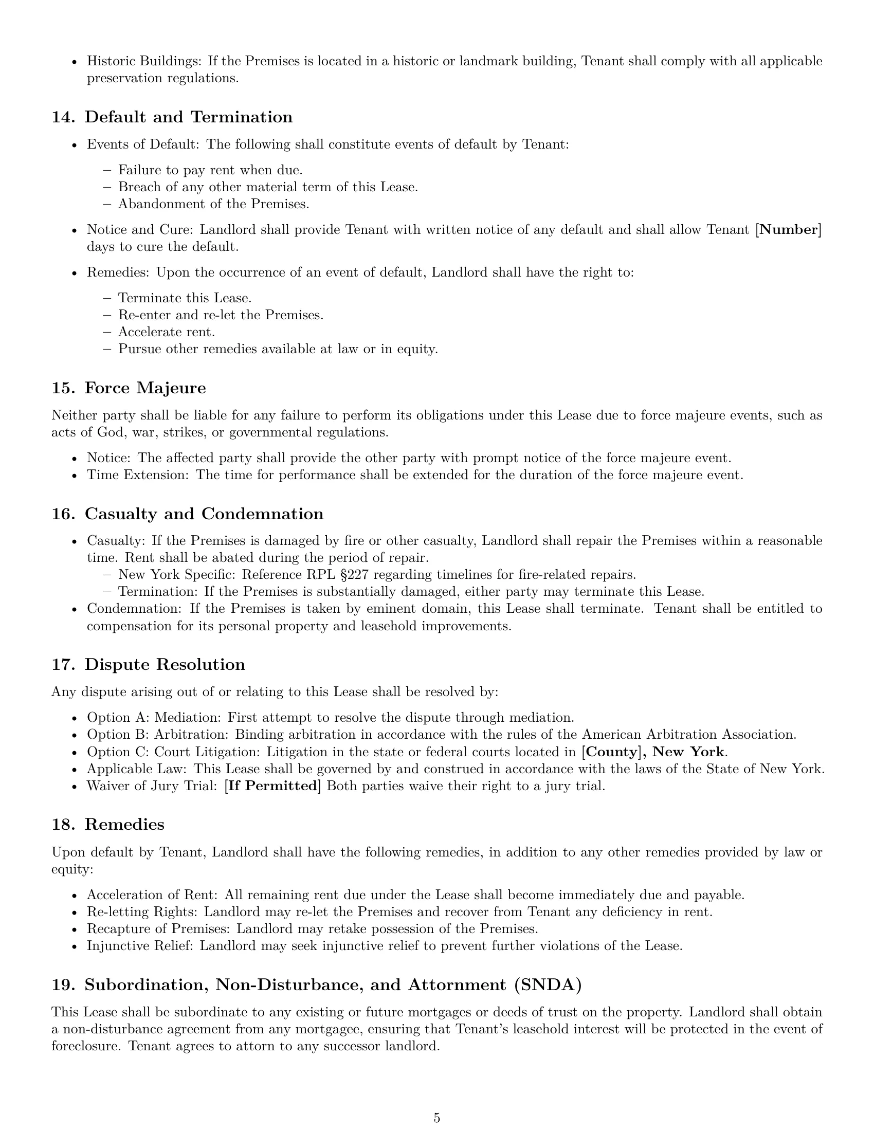 Preview page 5 of Free New York commercial lease agreement template
