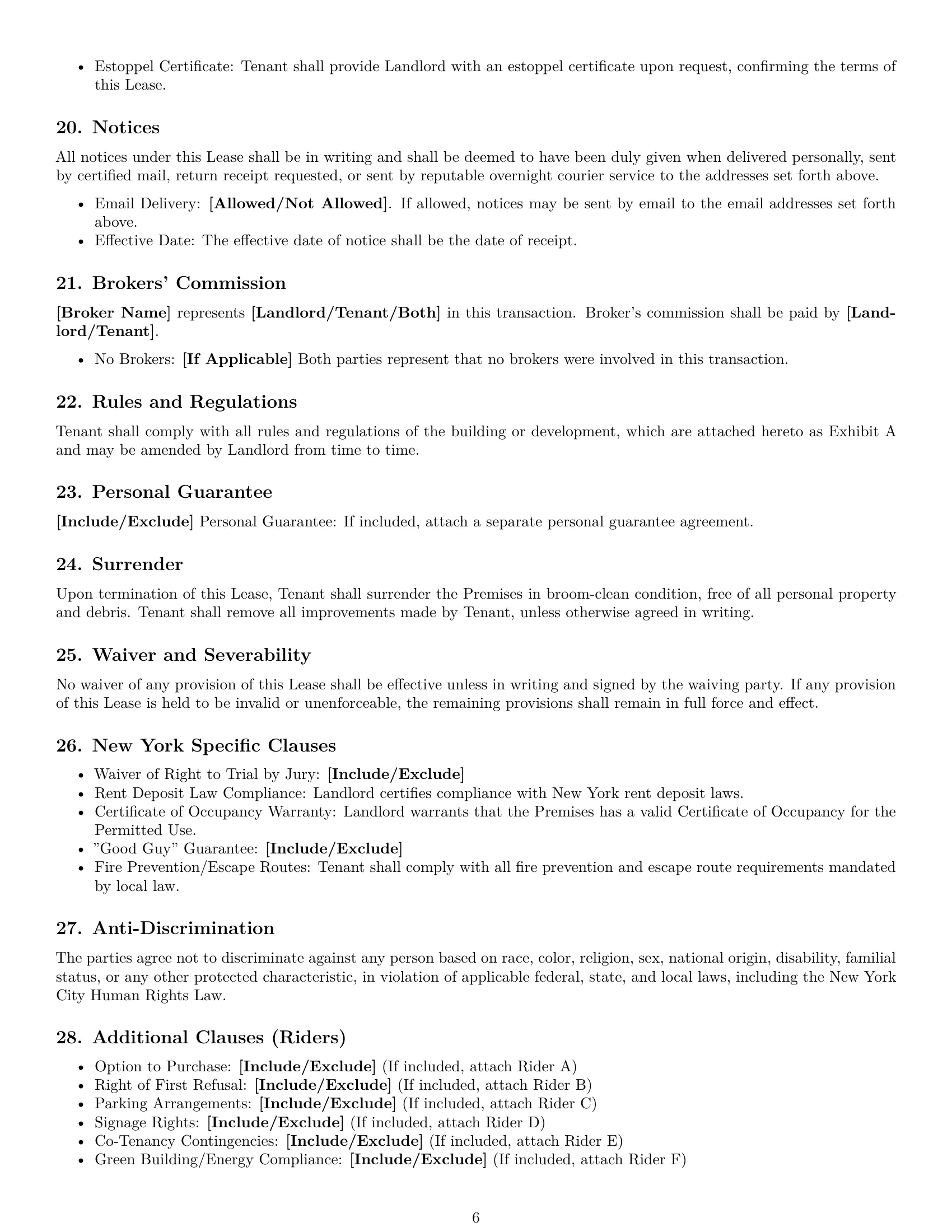 Preview page 6 of Free New York commercial lease agreement template