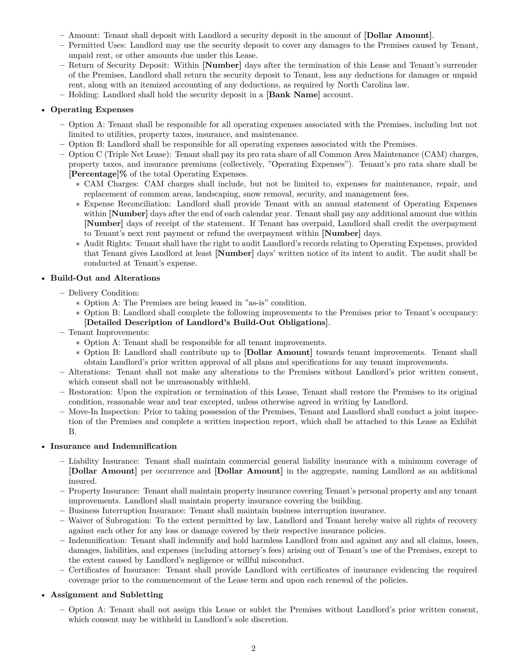 Preview page 2 of Free North Carolina commercial lease agreement template