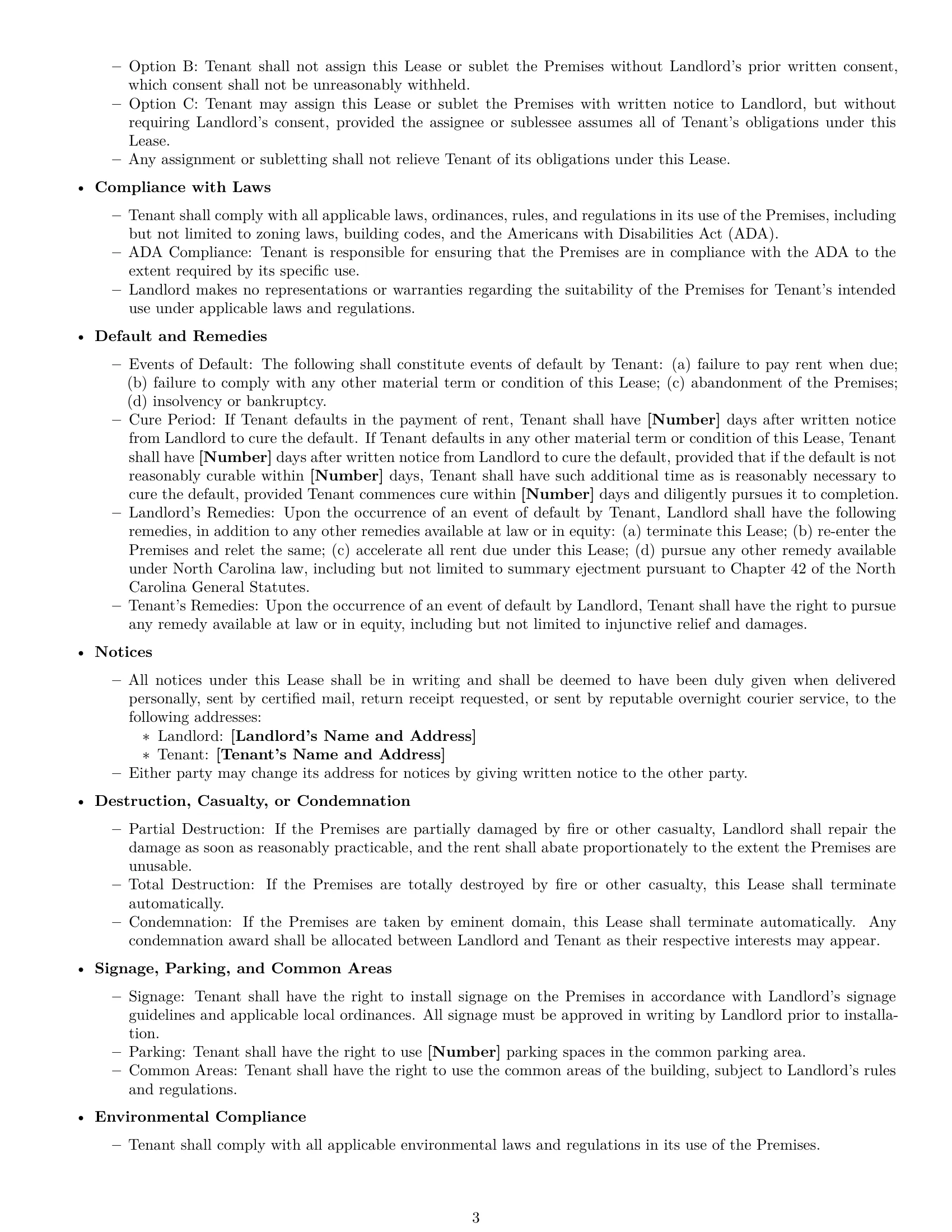 Preview page 3 of Free North Carolina commercial lease agreement template