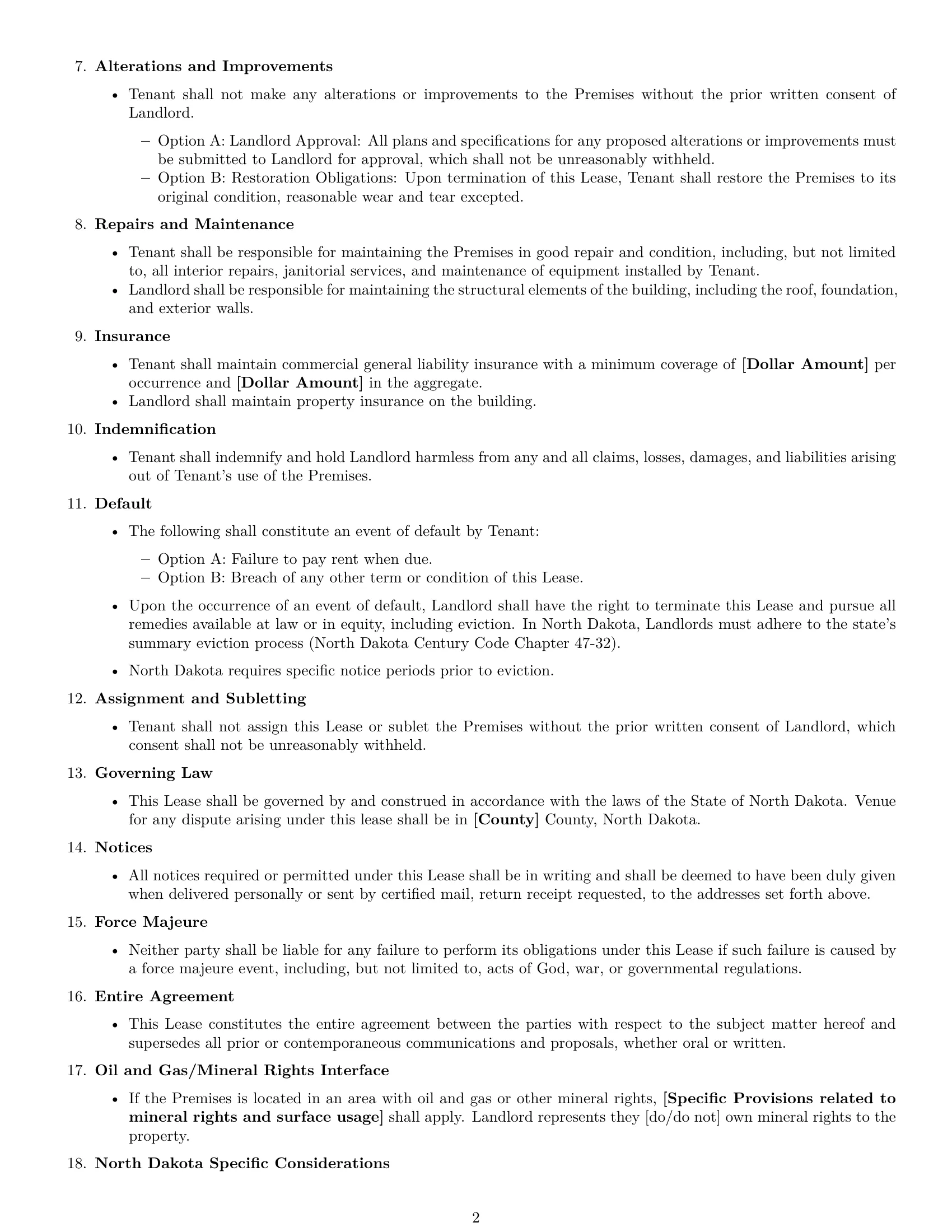 Preview page 2 of Free North Dakota commercial lease agreement template