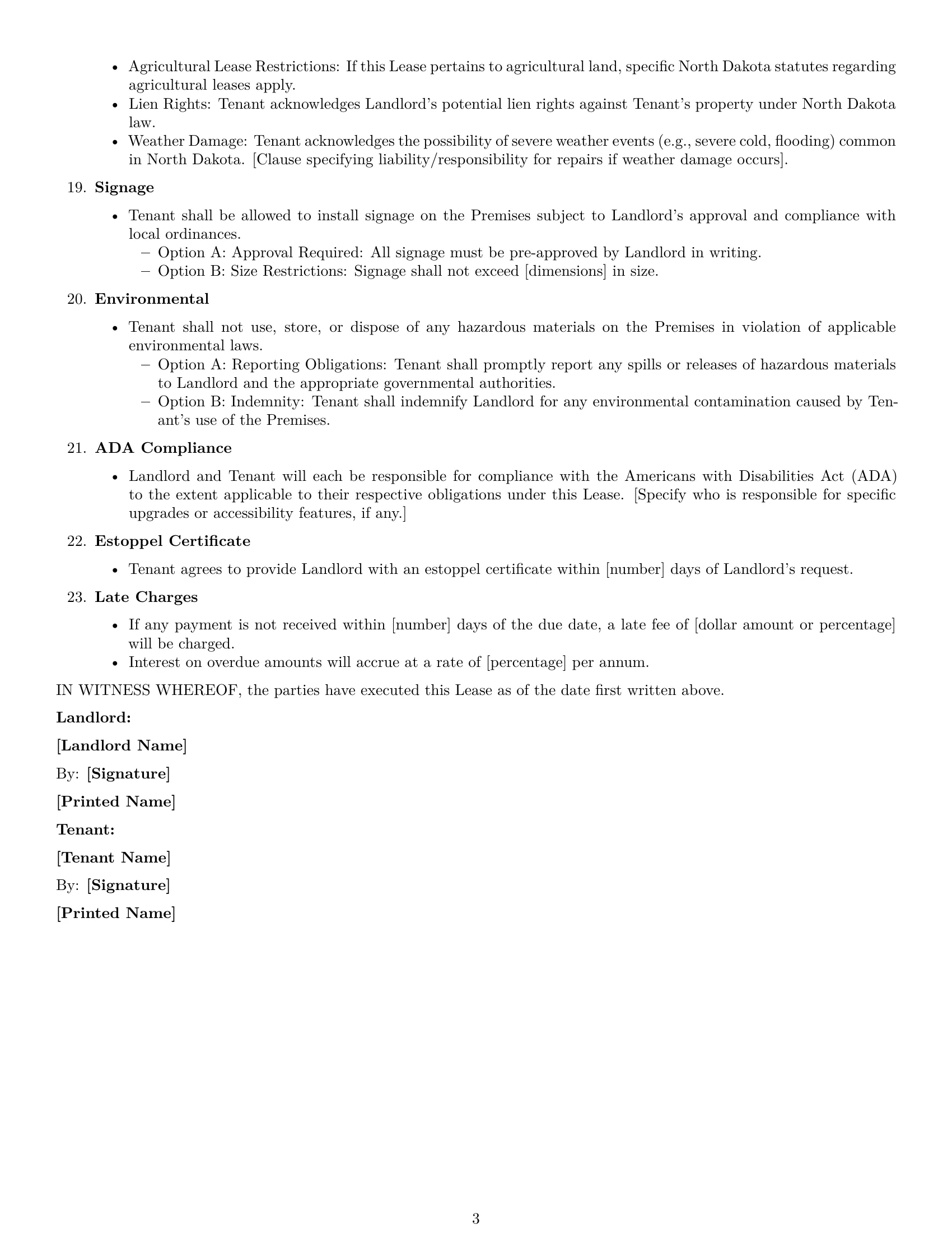 Preview page 3 of Free North Dakota commercial lease agreement template