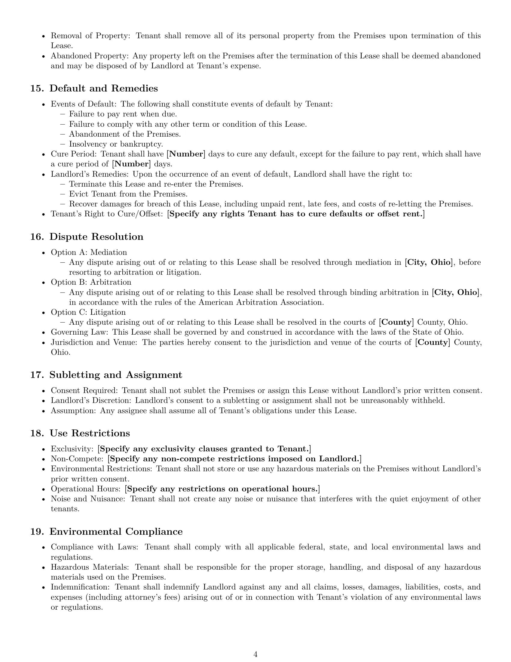 Preview page 4 of Free Ohio commercial lease agreement template