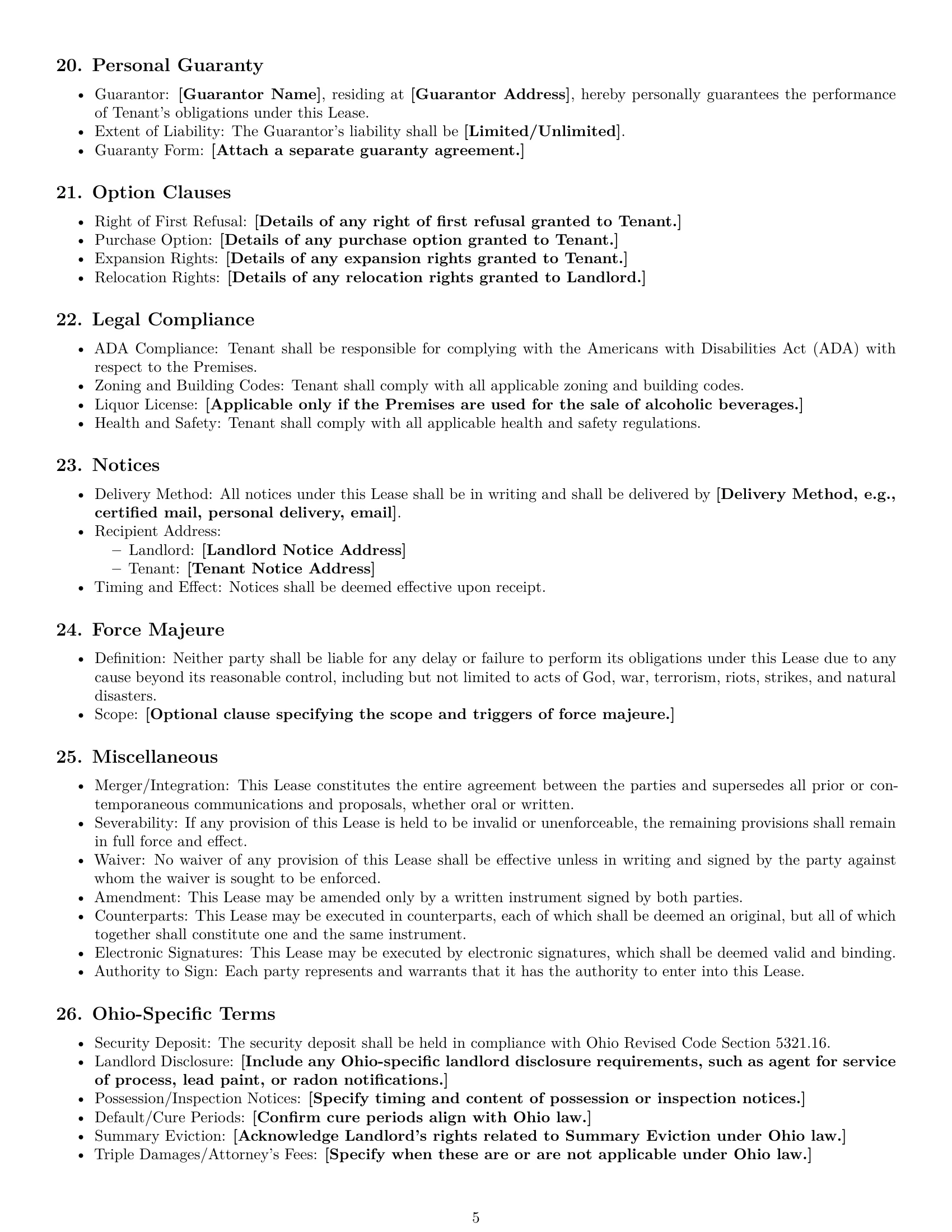Preview page 5 of Free Ohio commercial lease agreement template