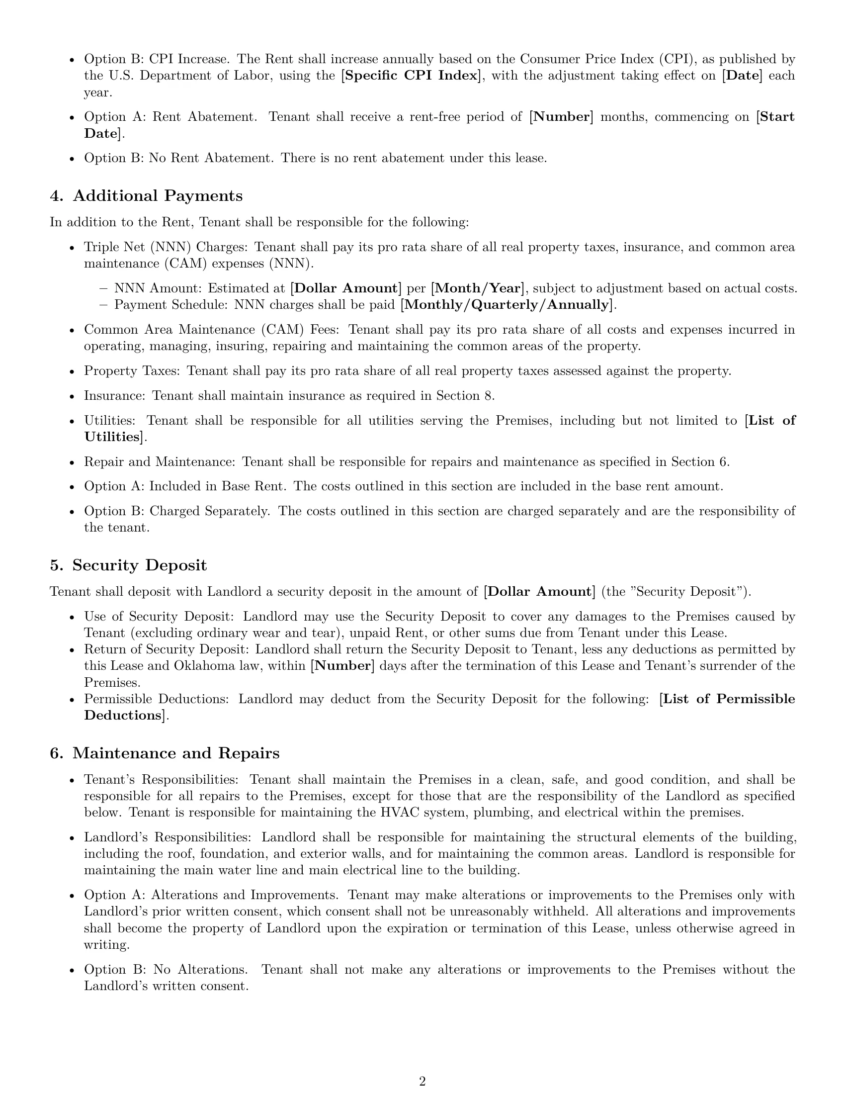 Preview page 2 of Free Oklahoma commercial lease agreement template