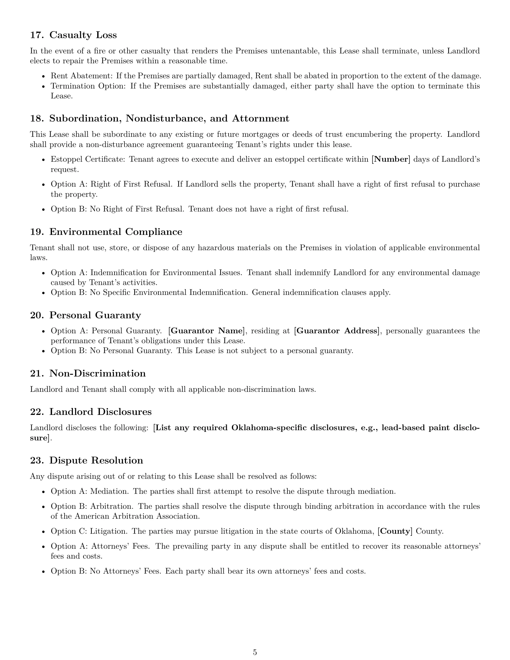 Preview page 5 of Free Oklahoma commercial lease agreement template