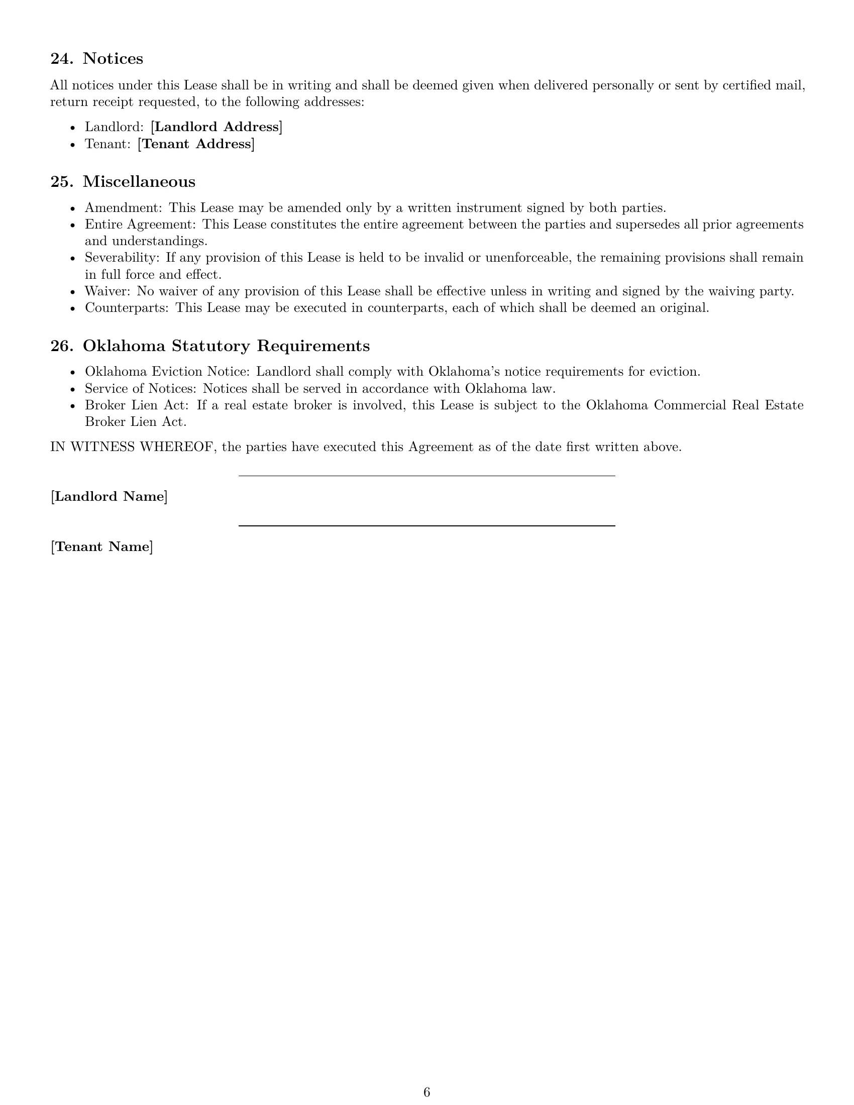 Preview page 6 of Free Oklahoma commercial lease agreement template