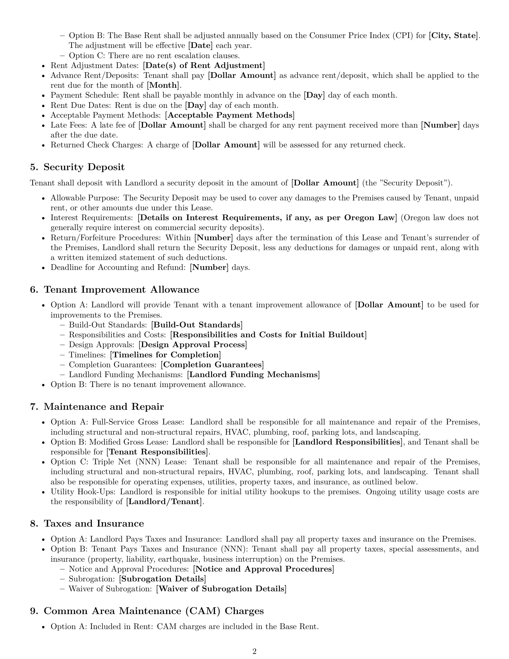 Preview page 2 of Free Oregon commercial lease agreement template