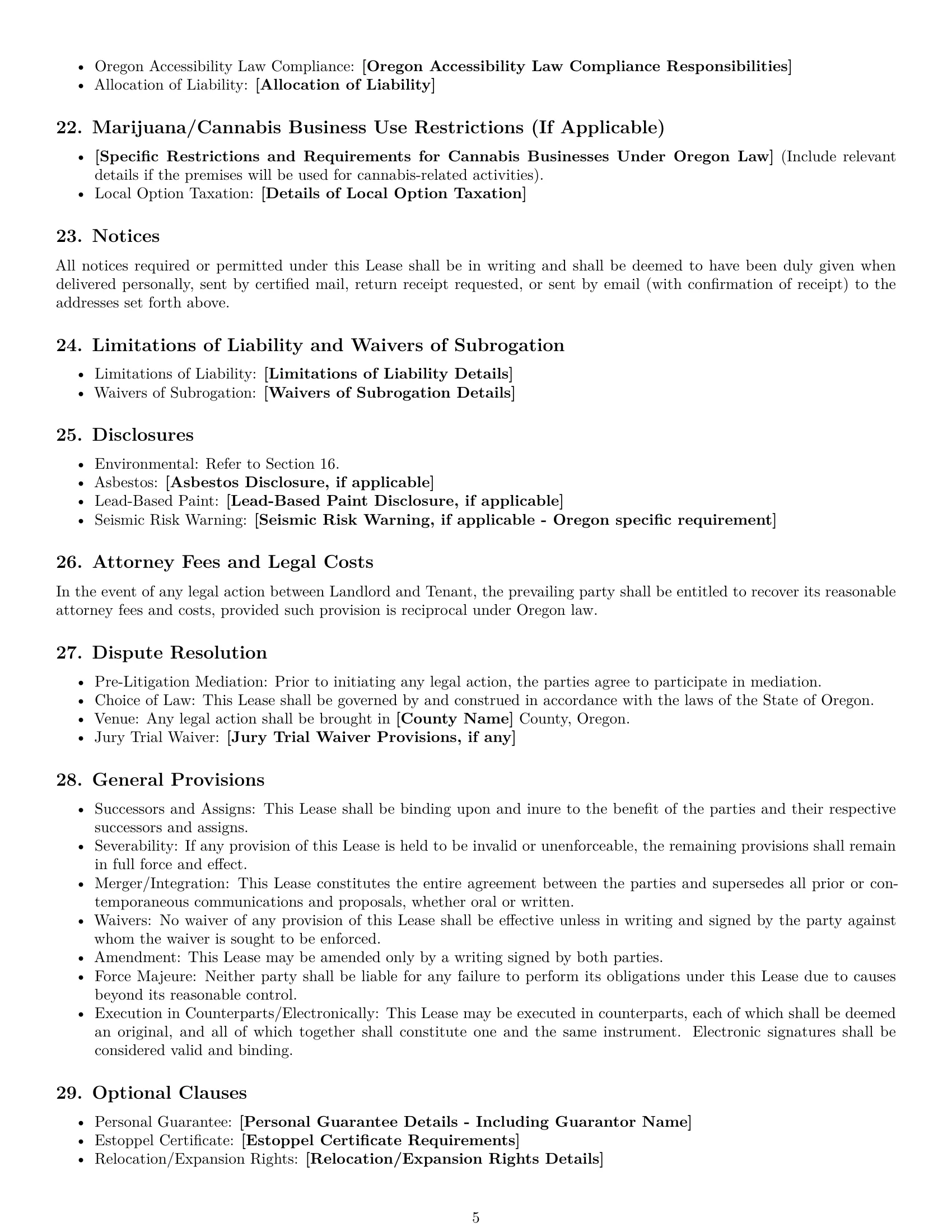 Preview page 5 of Free Oregon commercial lease agreement template