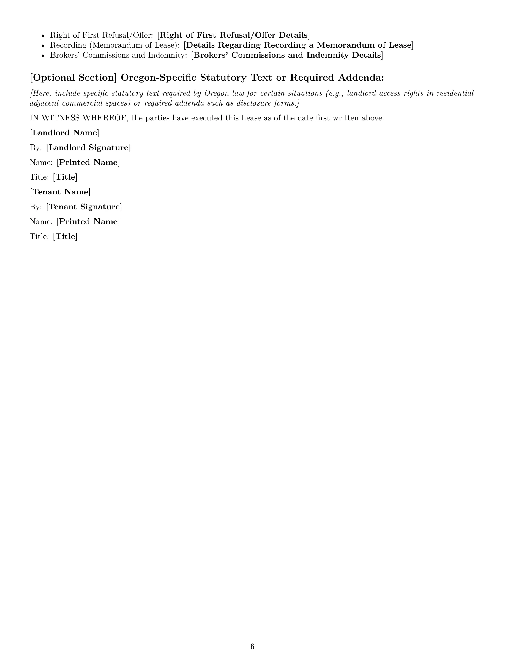 Preview page 6 of Free Oregon commercial lease agreement template