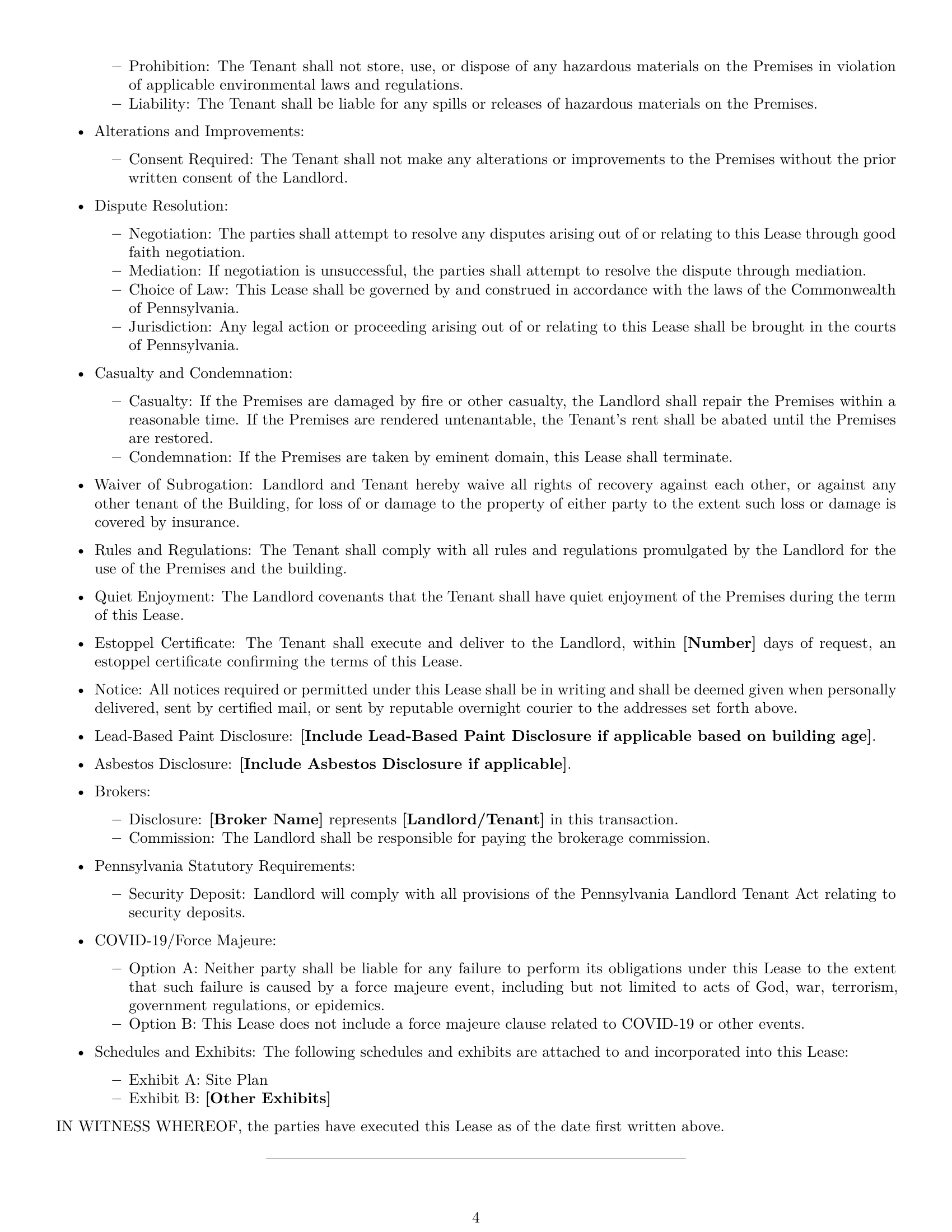 Preview page 4 of Free Pennsylvania commercial lease agreement template