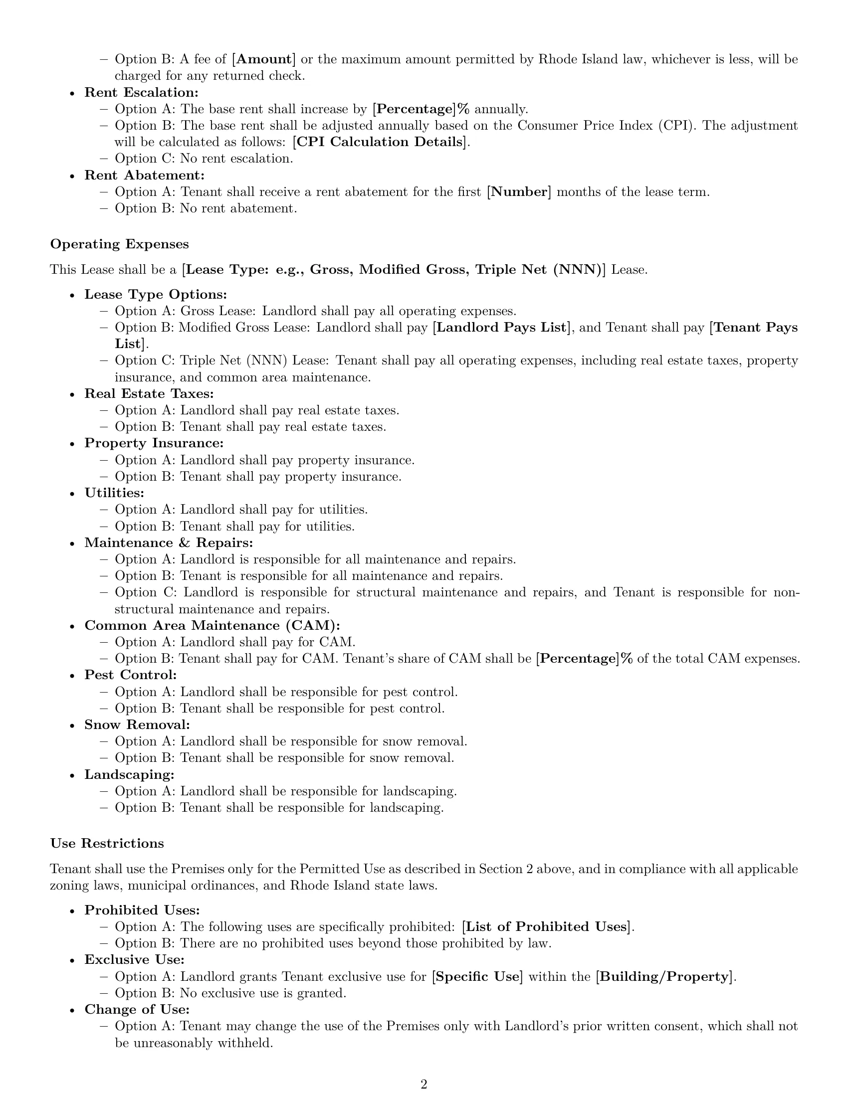 Preview page 2 of Free Rhode Island commercial lease agreement template