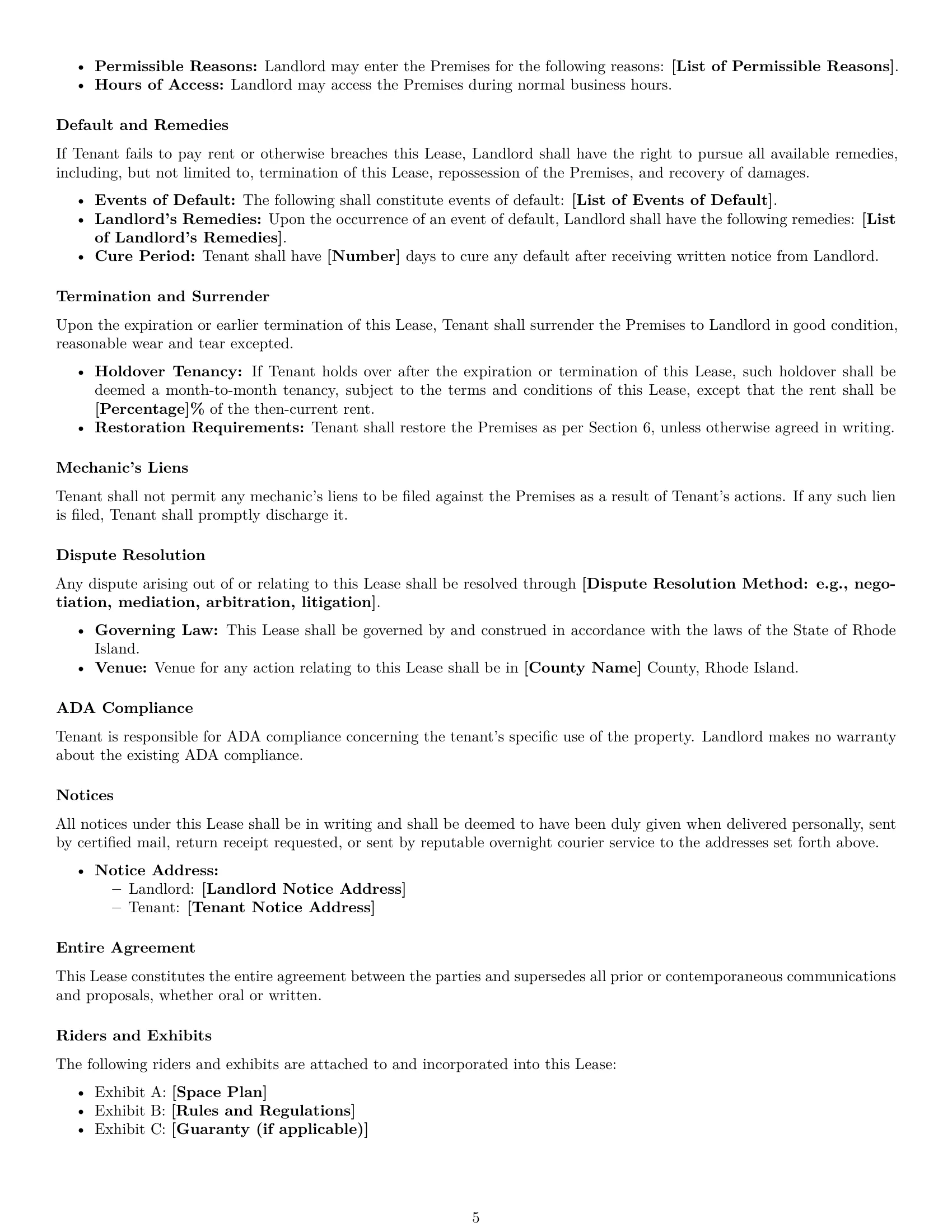 Preview page 5 of Free Rhode Island commercial lease agreement template