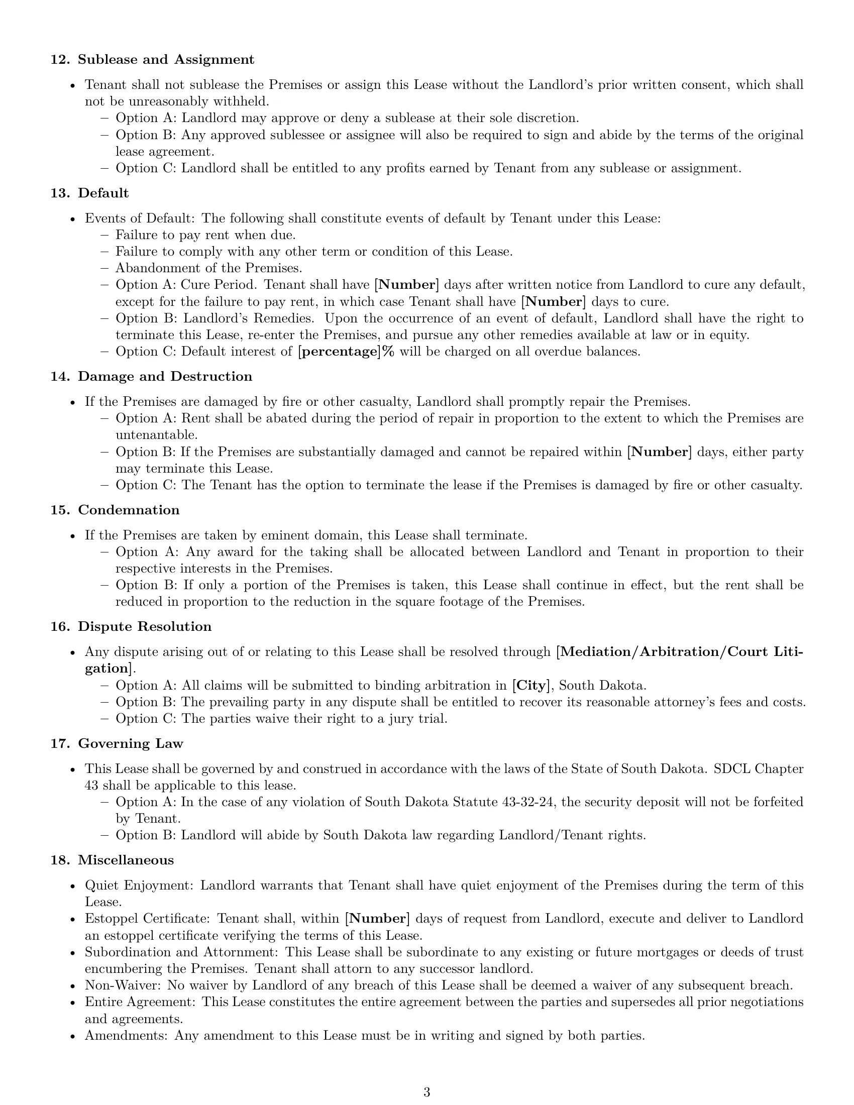 Preview page 3 of Free South Dakota commercial lease agreement template