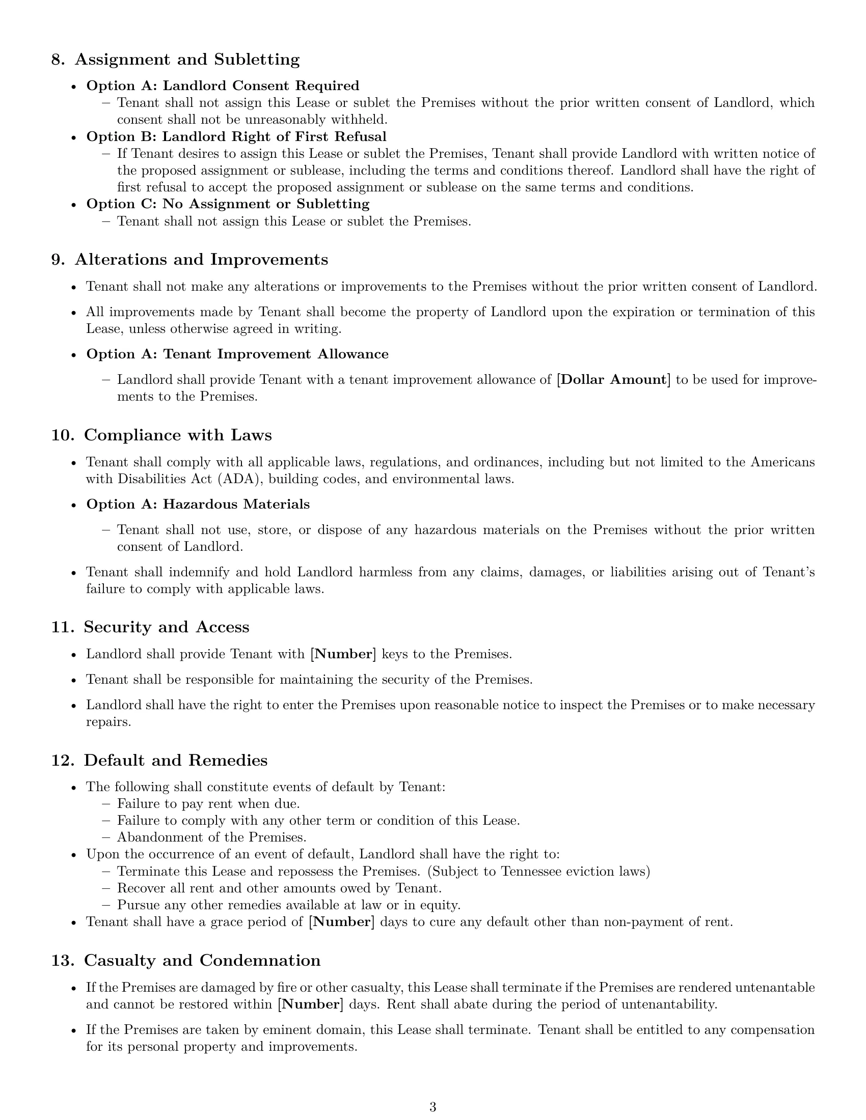 Preview page 3 of Free Tennessee commercial lease agreement template