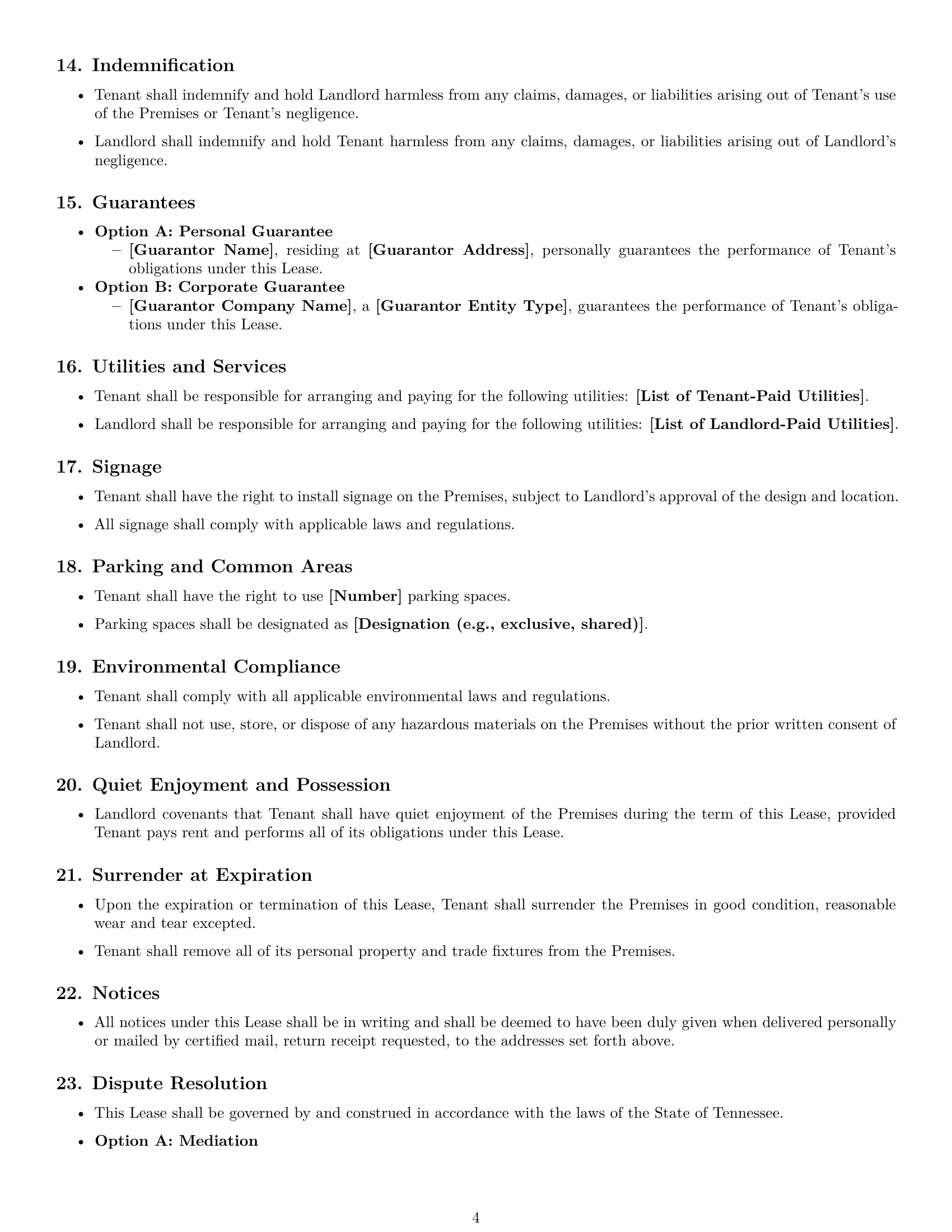 Preview page 4 of Free Tennessee commercial lease agreement template