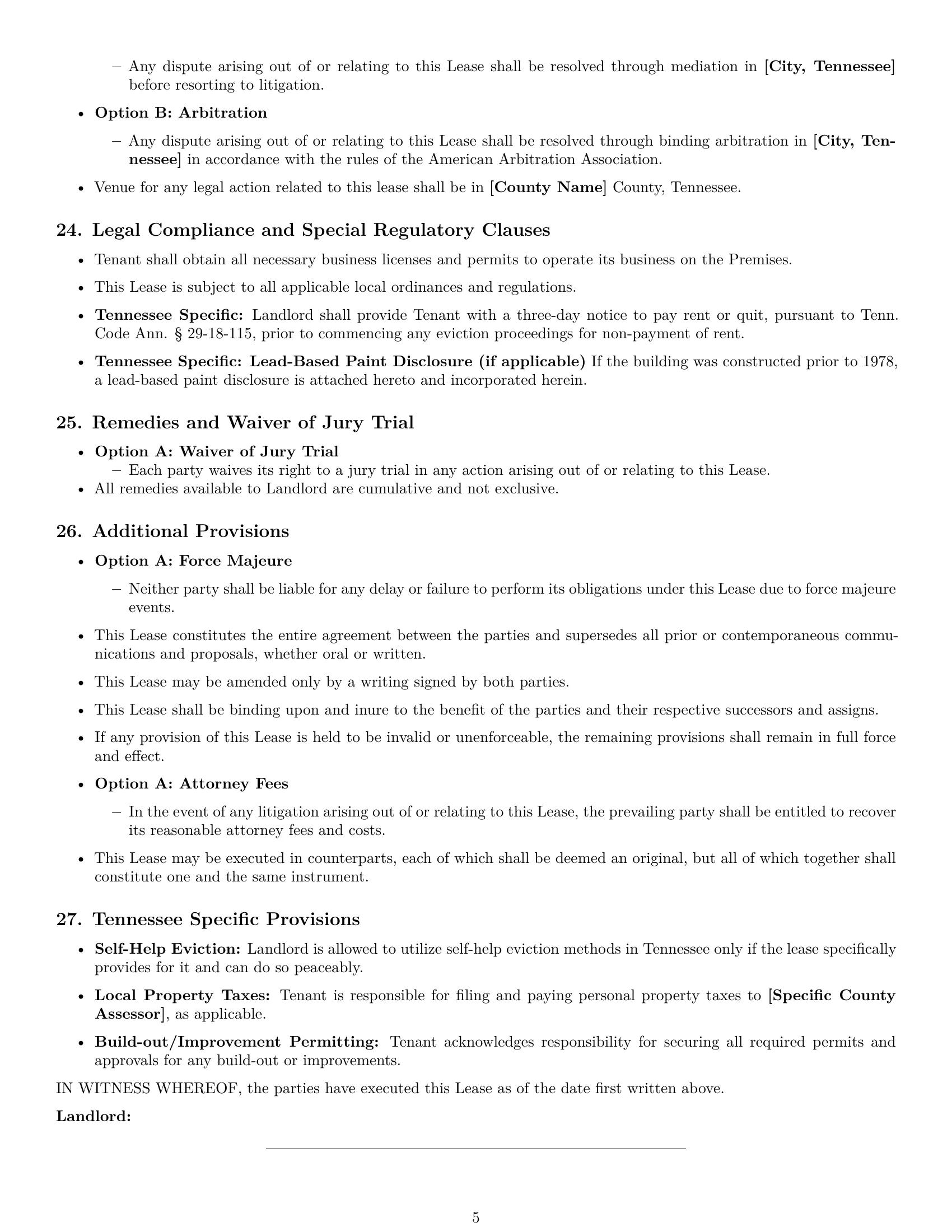 Preview page 5 of Free Tennessee commercial lease agreement template