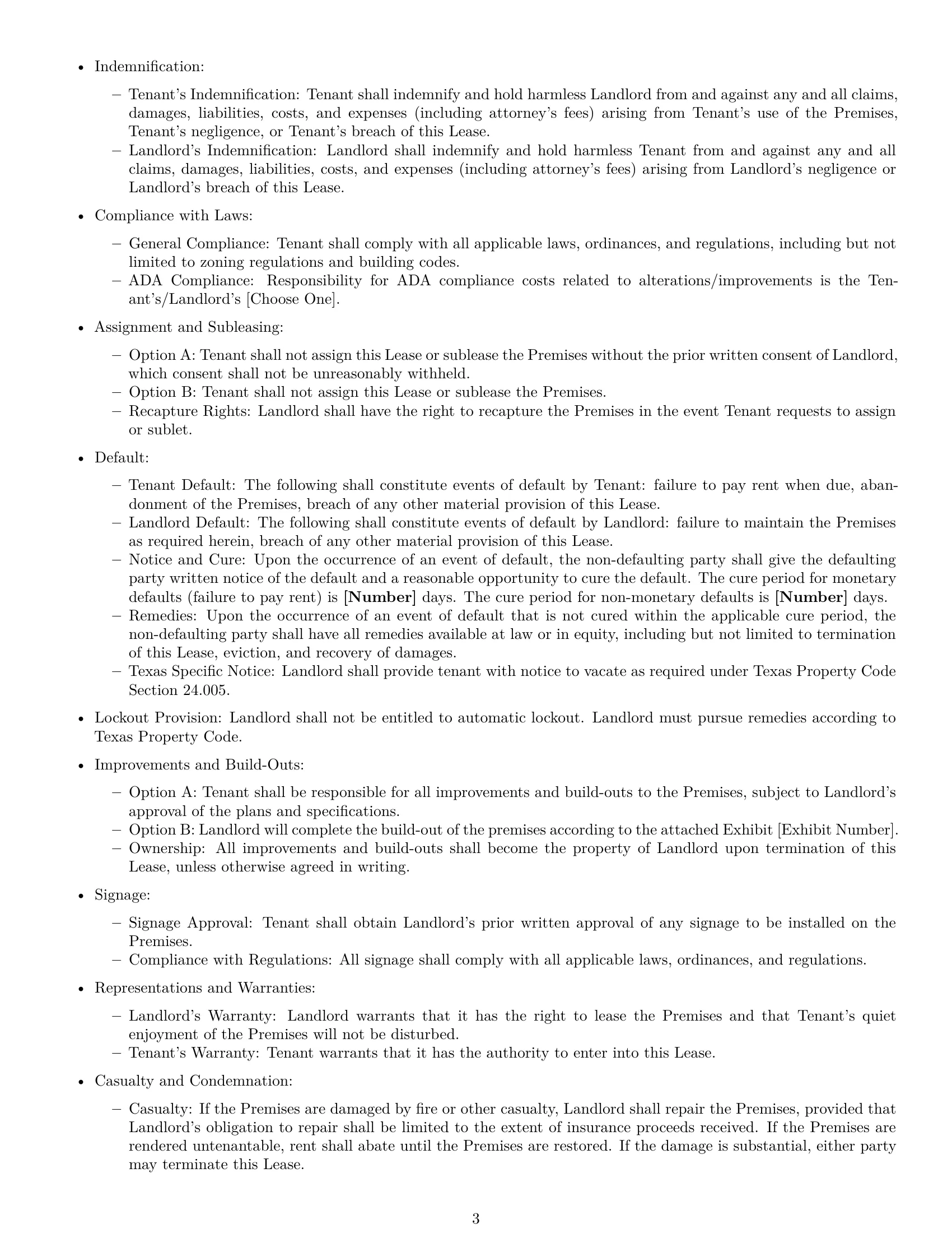 Preview page 3 of Free Texas commercial lease agreement template