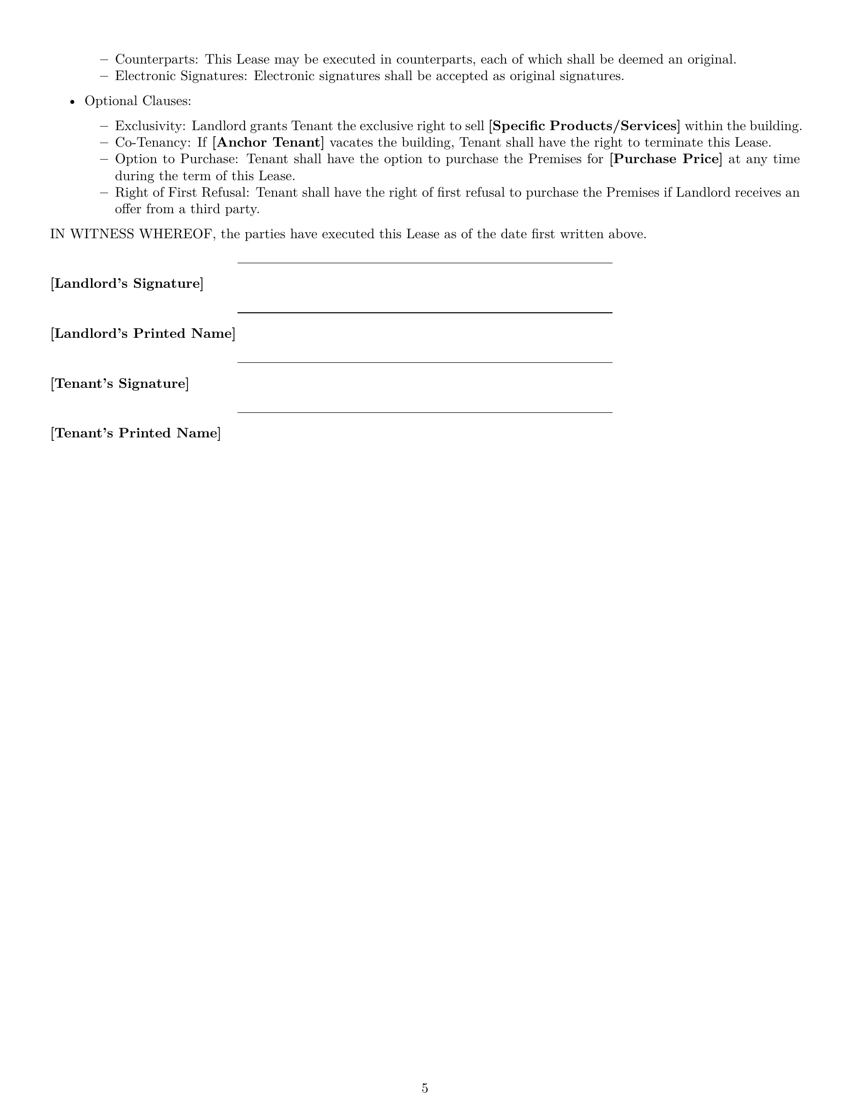 Preview page 5 of Free Texas commercial lease agreement template