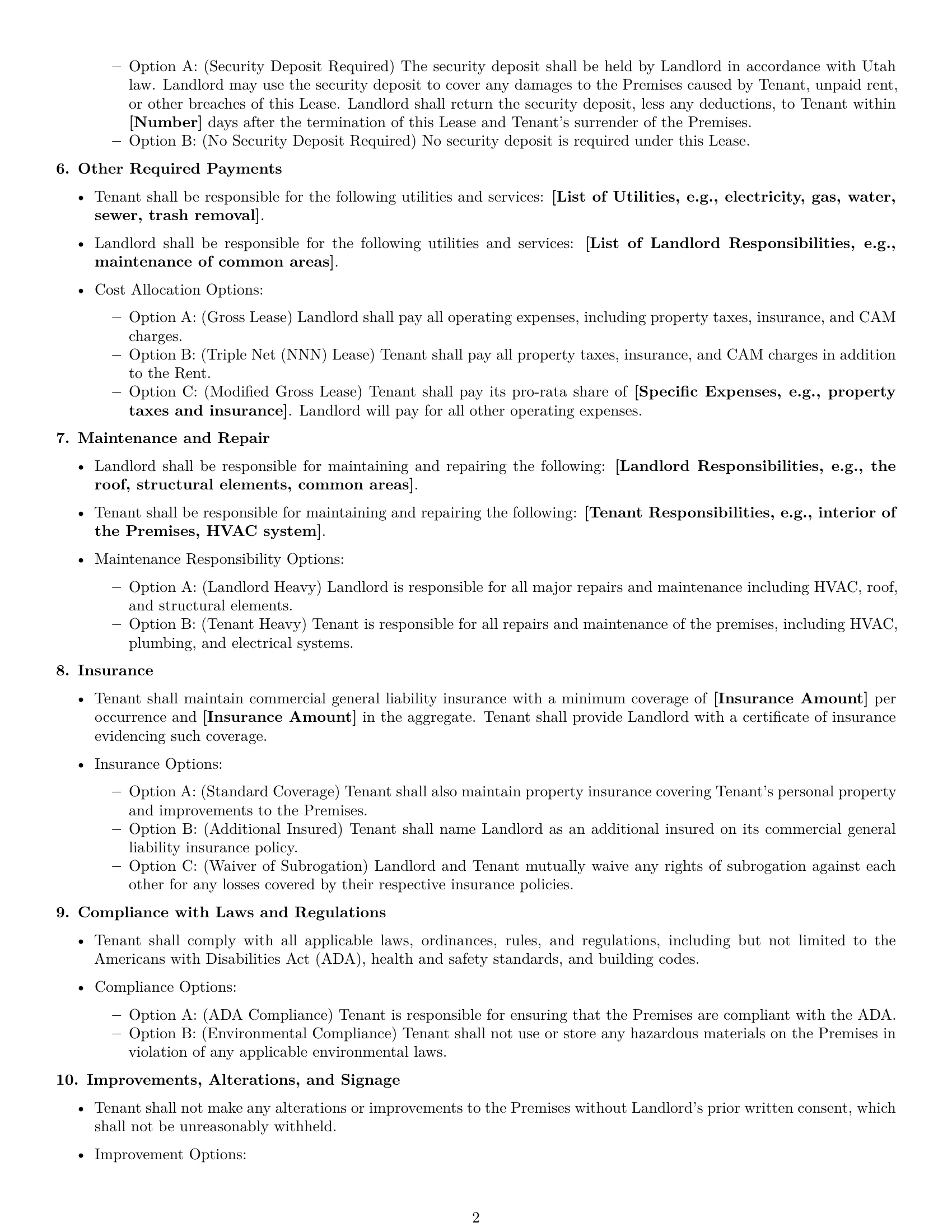 Preview page 2 of Free Utah commercial lease agreement template