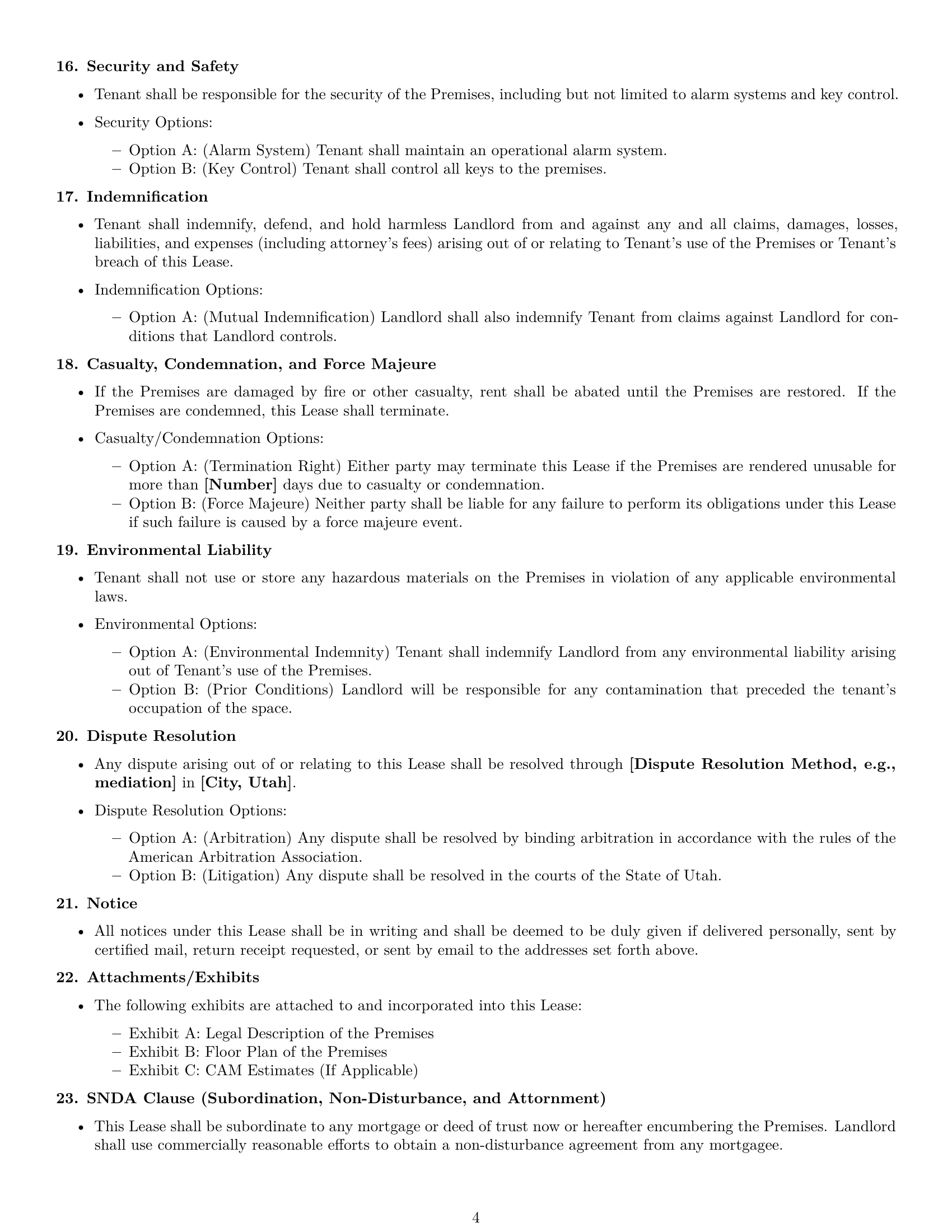 Preview page 4 of Free Utah commercial lease agreement template