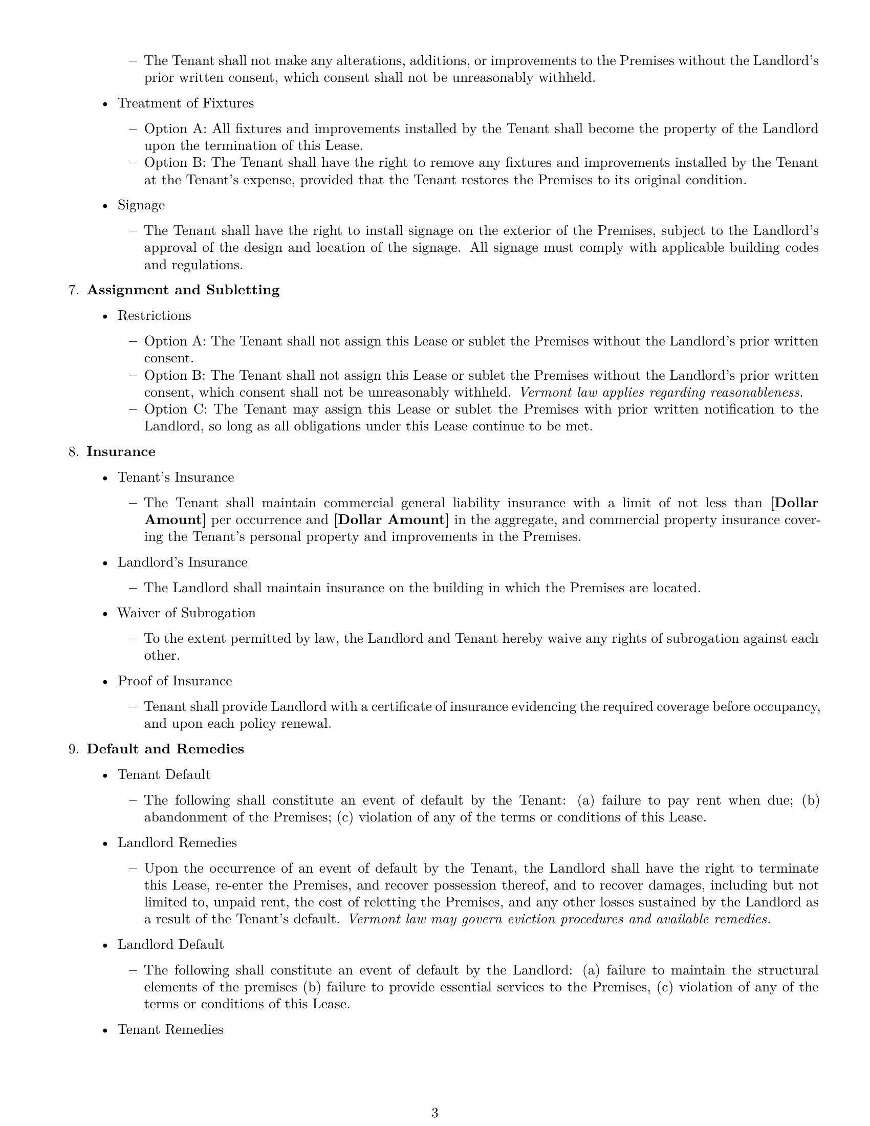 Preview page 3 of Free Vermont commercial lease agreement template