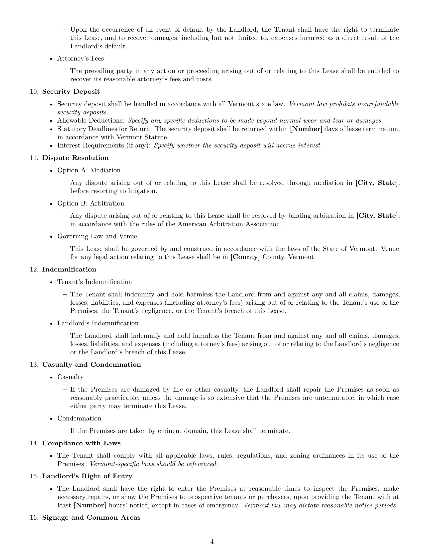 Preview page 4 of Free Vermont commercial lease agreement template