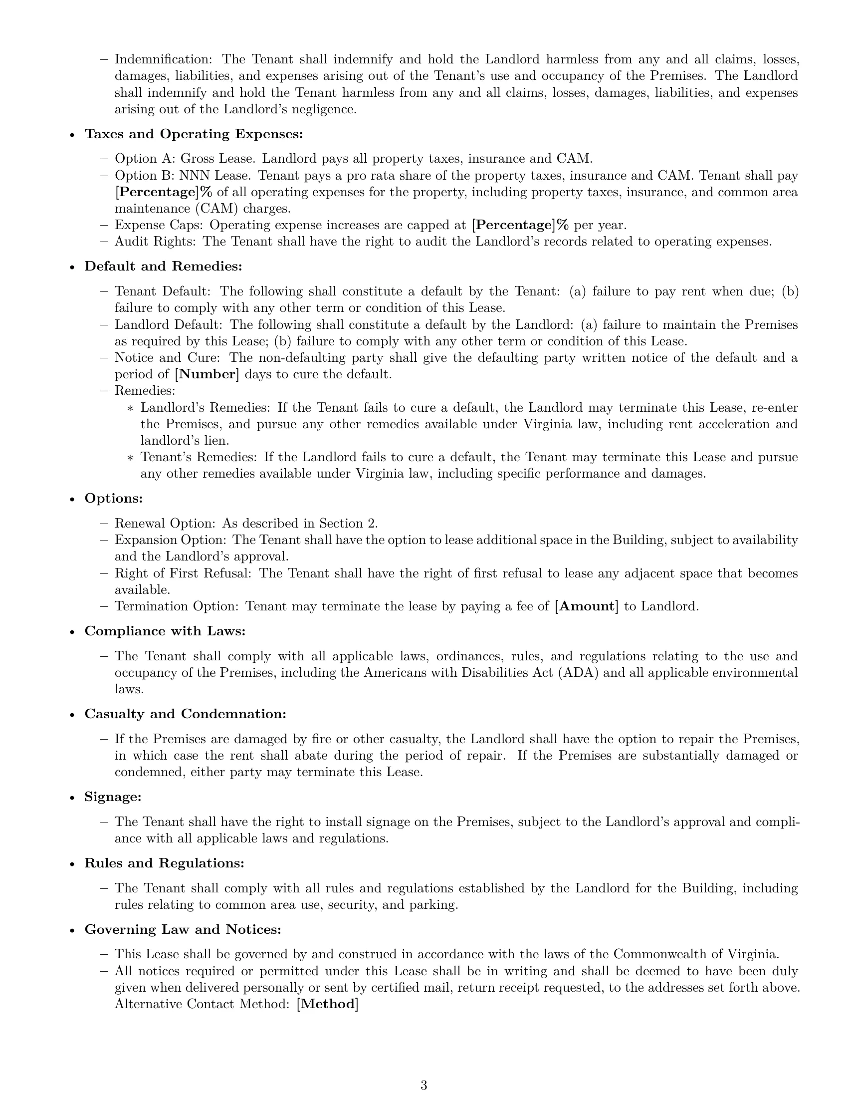 Preview page 3 of Free Virginia commercial lease agreement template