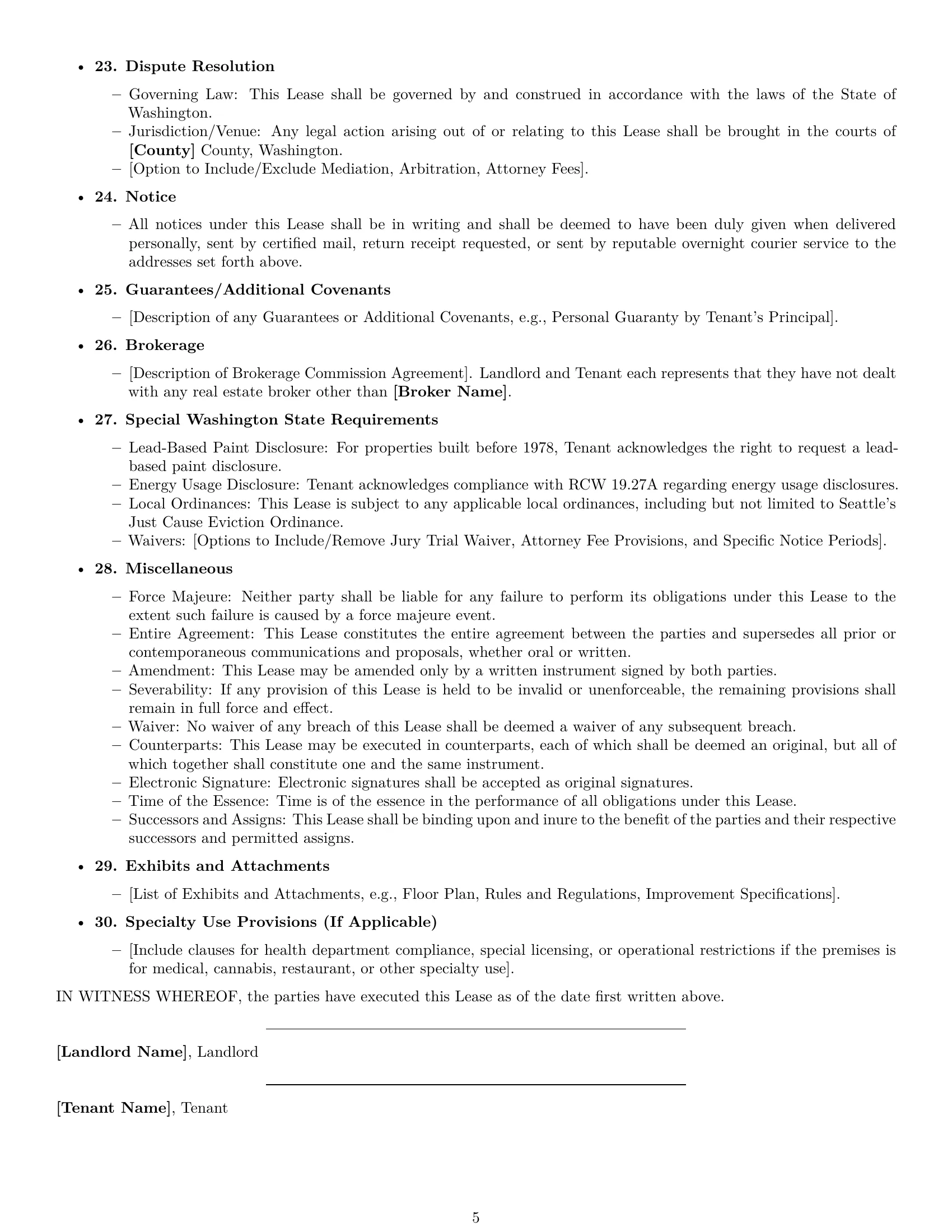 Preview page 5 of Free Washington commercial lease agreement template