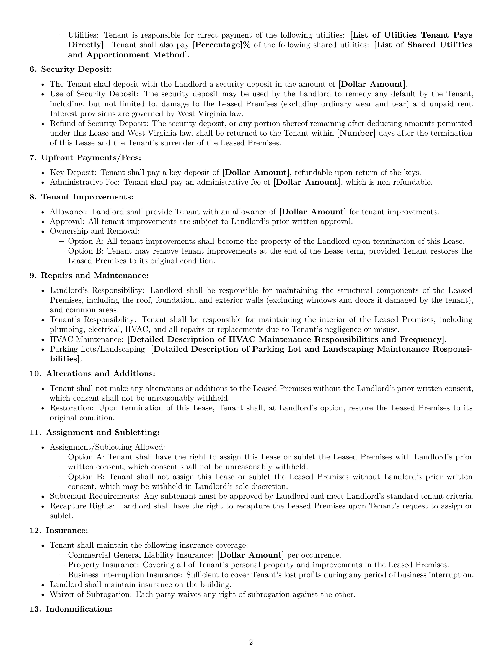Preview page 2 of Free West Virginia commercial lease agreement template