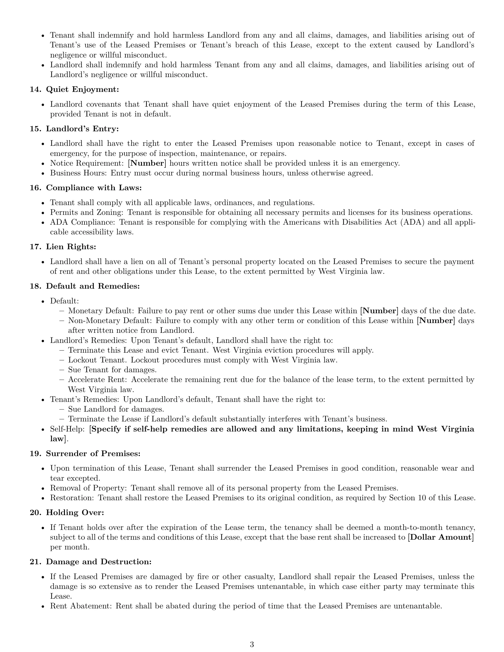 Preview page 3 of Free West Virginia commercial lease agreement template